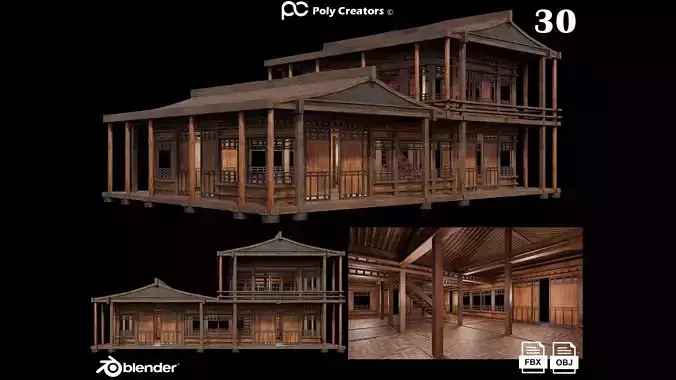 Medieval Houses 30- 4K Textures Game Ready Low-poly 3D model