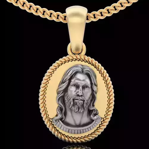 Jesus Christ pendant  gold jewelry printable 3D model 3D print model