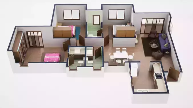 3D Floor Plan Model 58