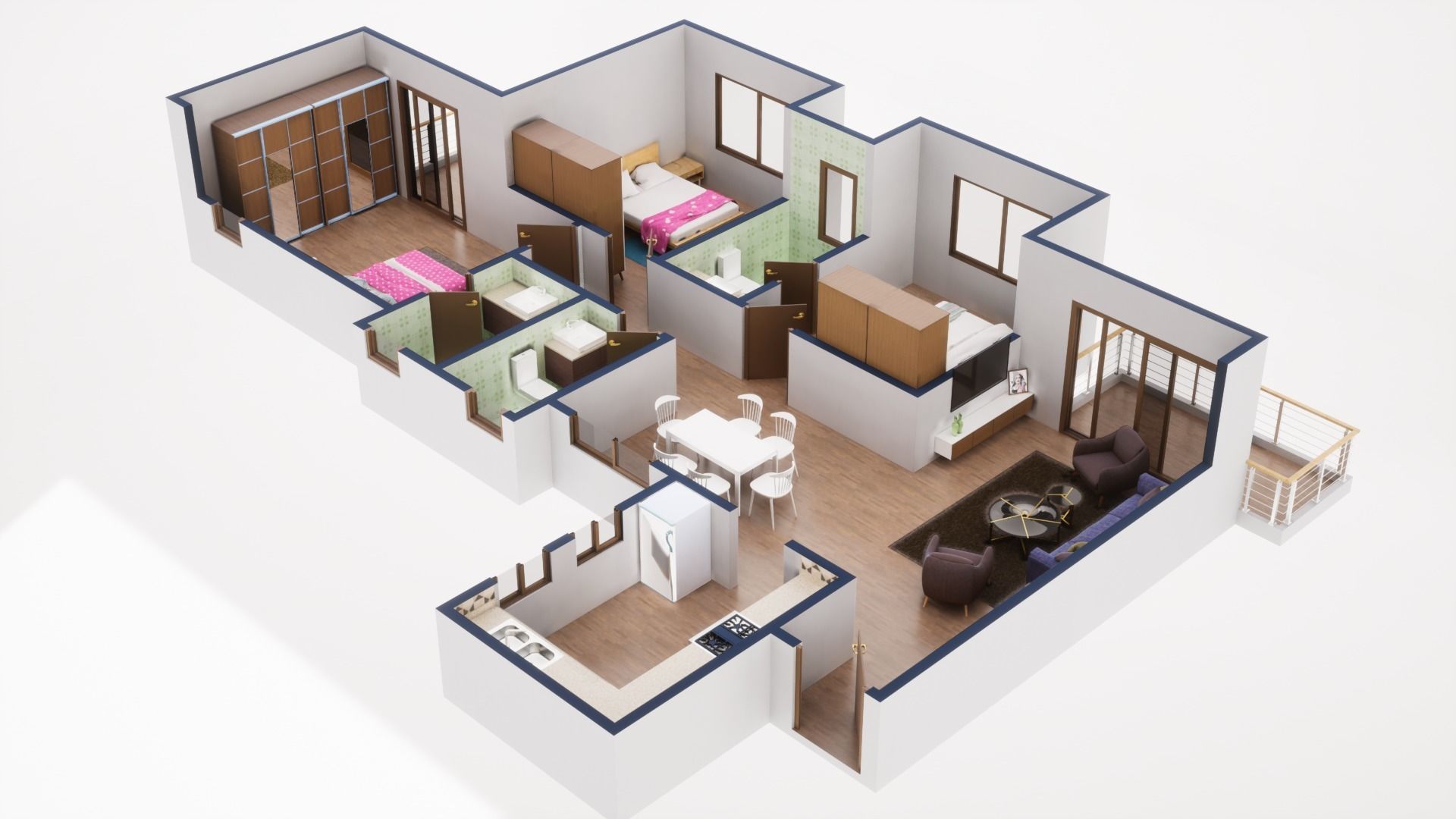 3D Floor Plan Model 58 3D model_2