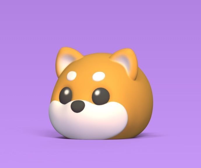 Cute Round Shiba 3D print model_1