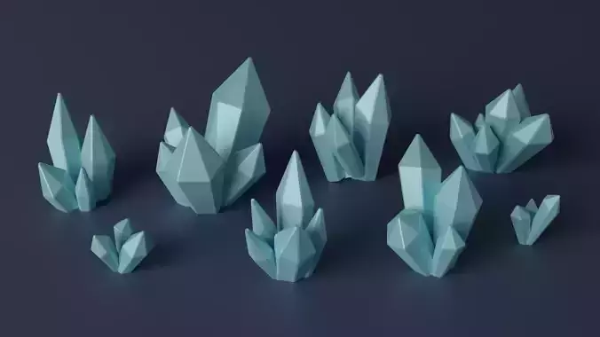 Blue Crystal Collection Low-poly 3D model