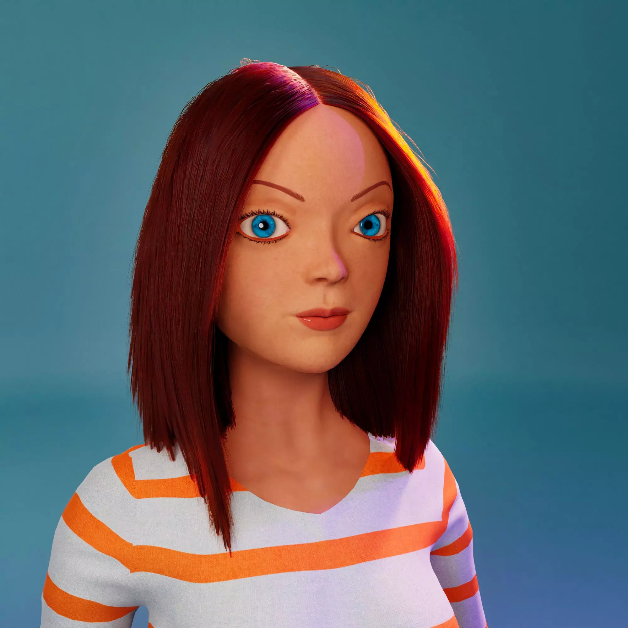 3d cartoon female character Free 3D model