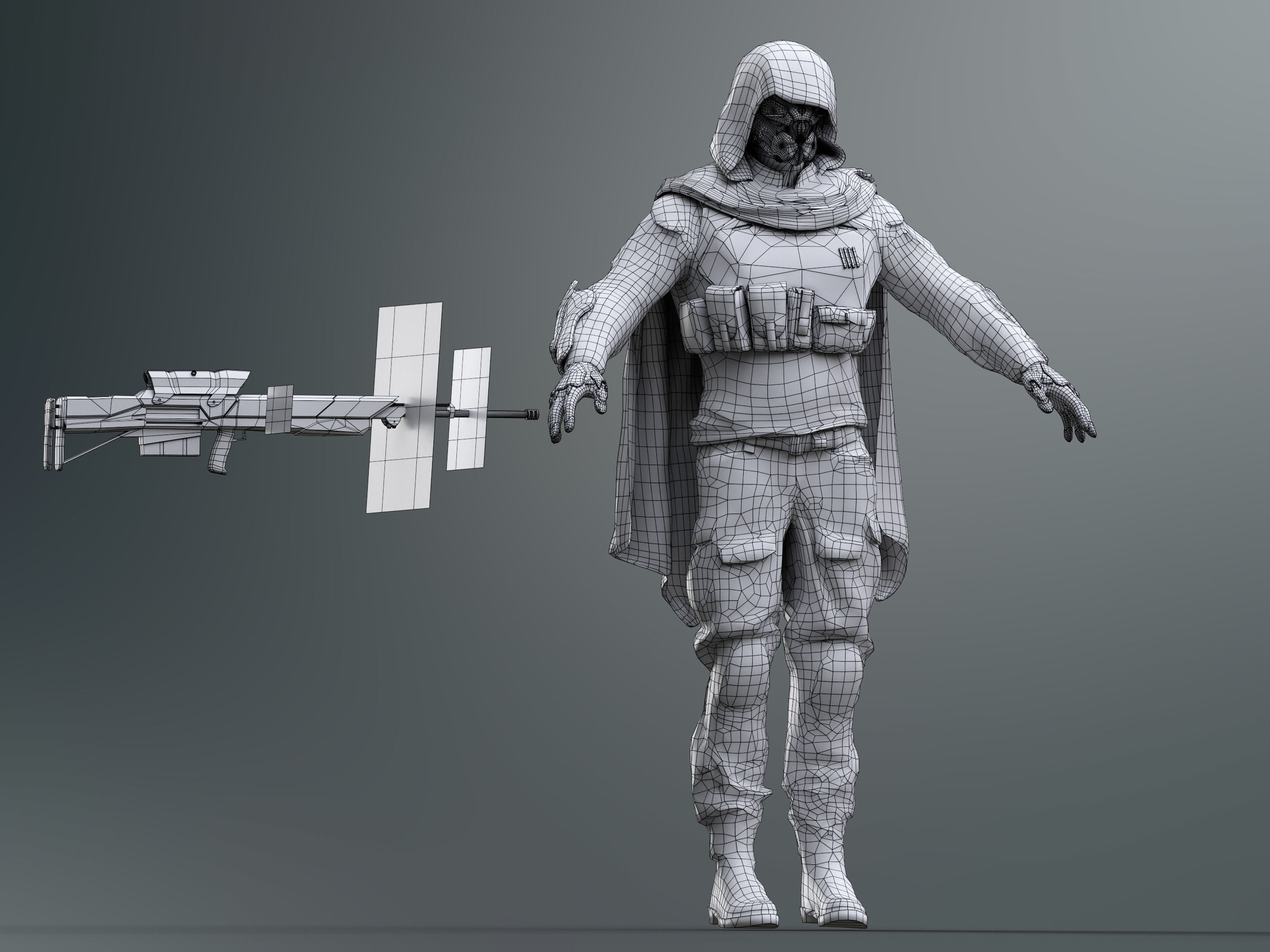Sci Fi Sniper Soldier Low-poly 3D model_13