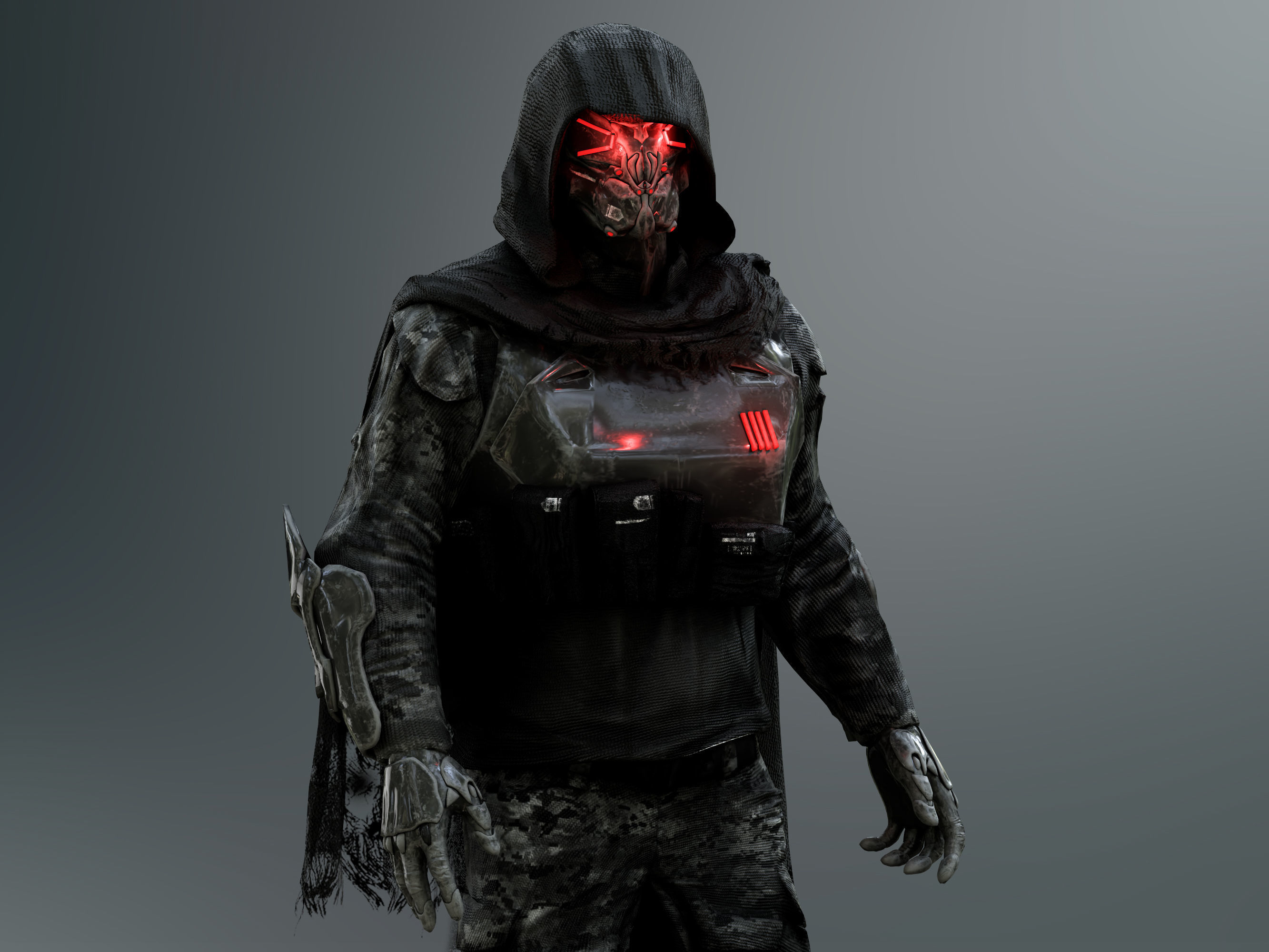 Sci Fi Sniper Soldier Low-poly 3D model_12