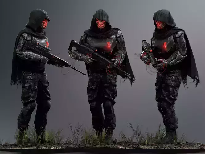 Sci Fi Sniper Soldier Low-poly 3D model