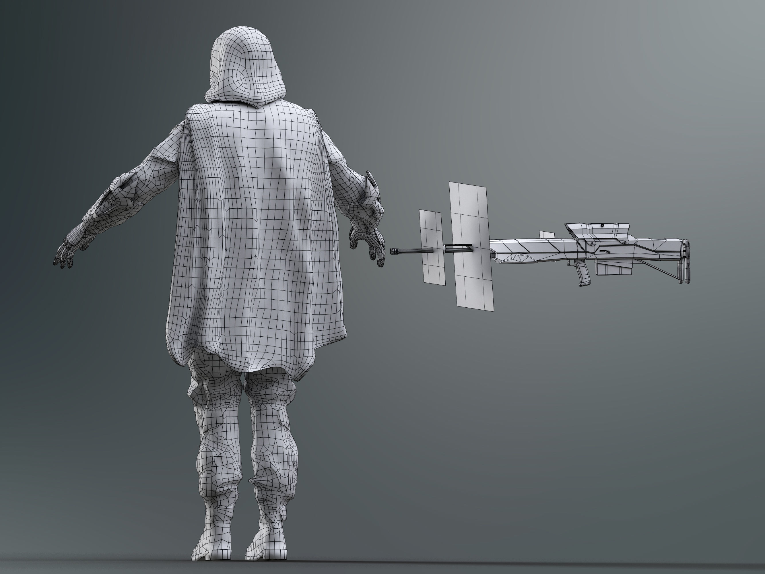 Sci Fi Sniper Soldier Low-poly 3D model_14