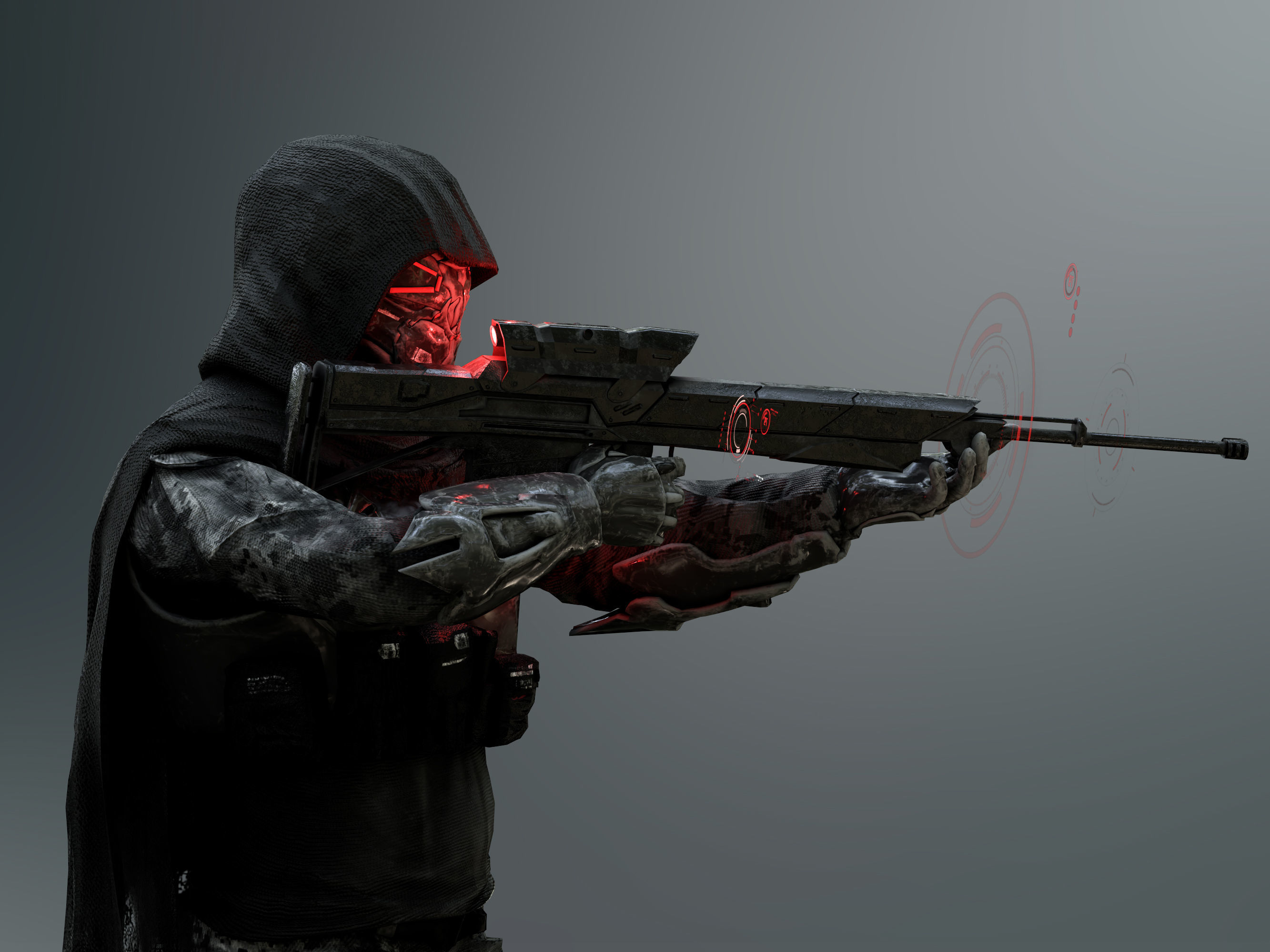 Sci Fi Sniper Soldier Low-poly 3D model_8