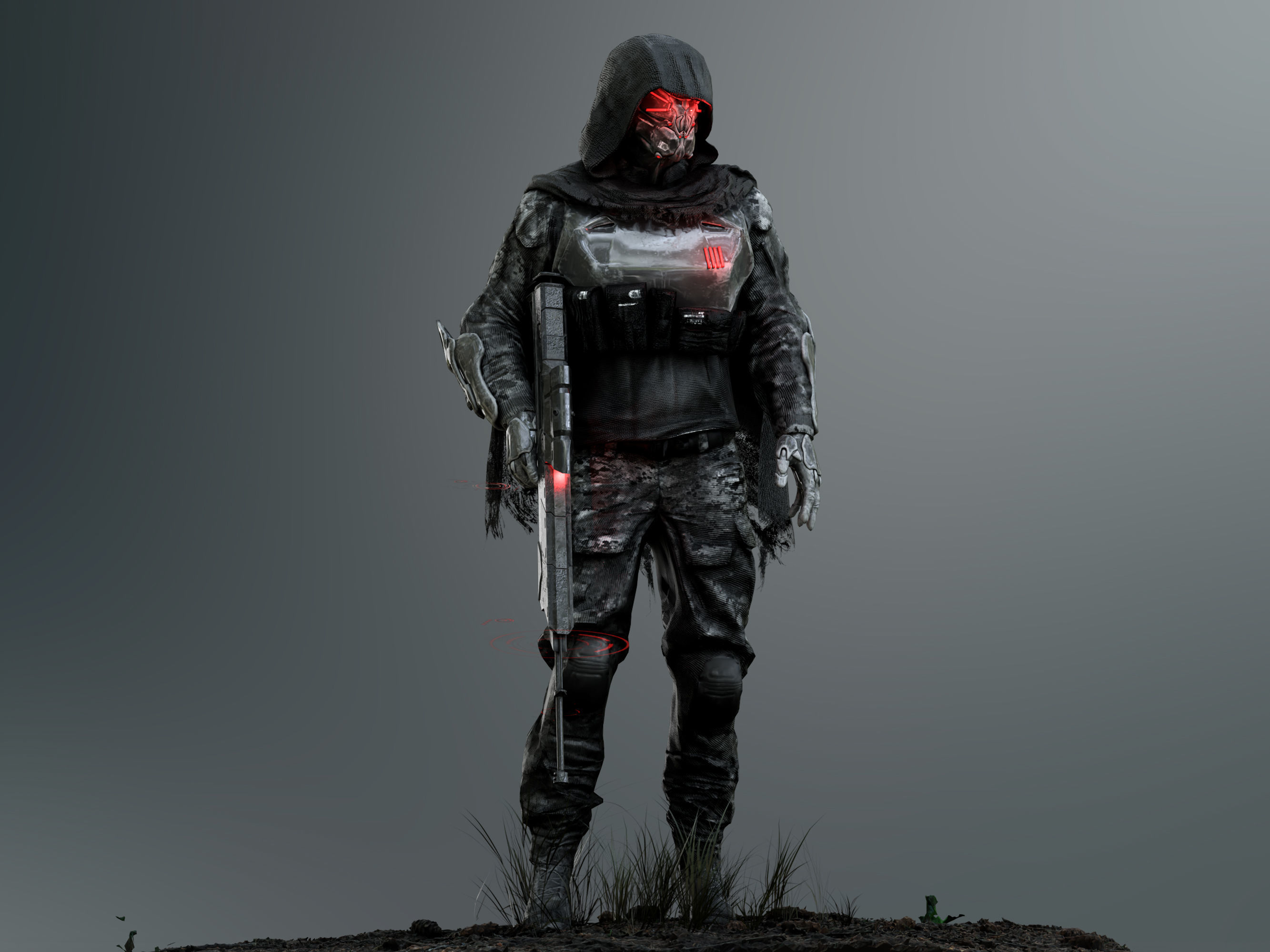 Sci Fi Sniper Soldier Low-poly 3D model_4