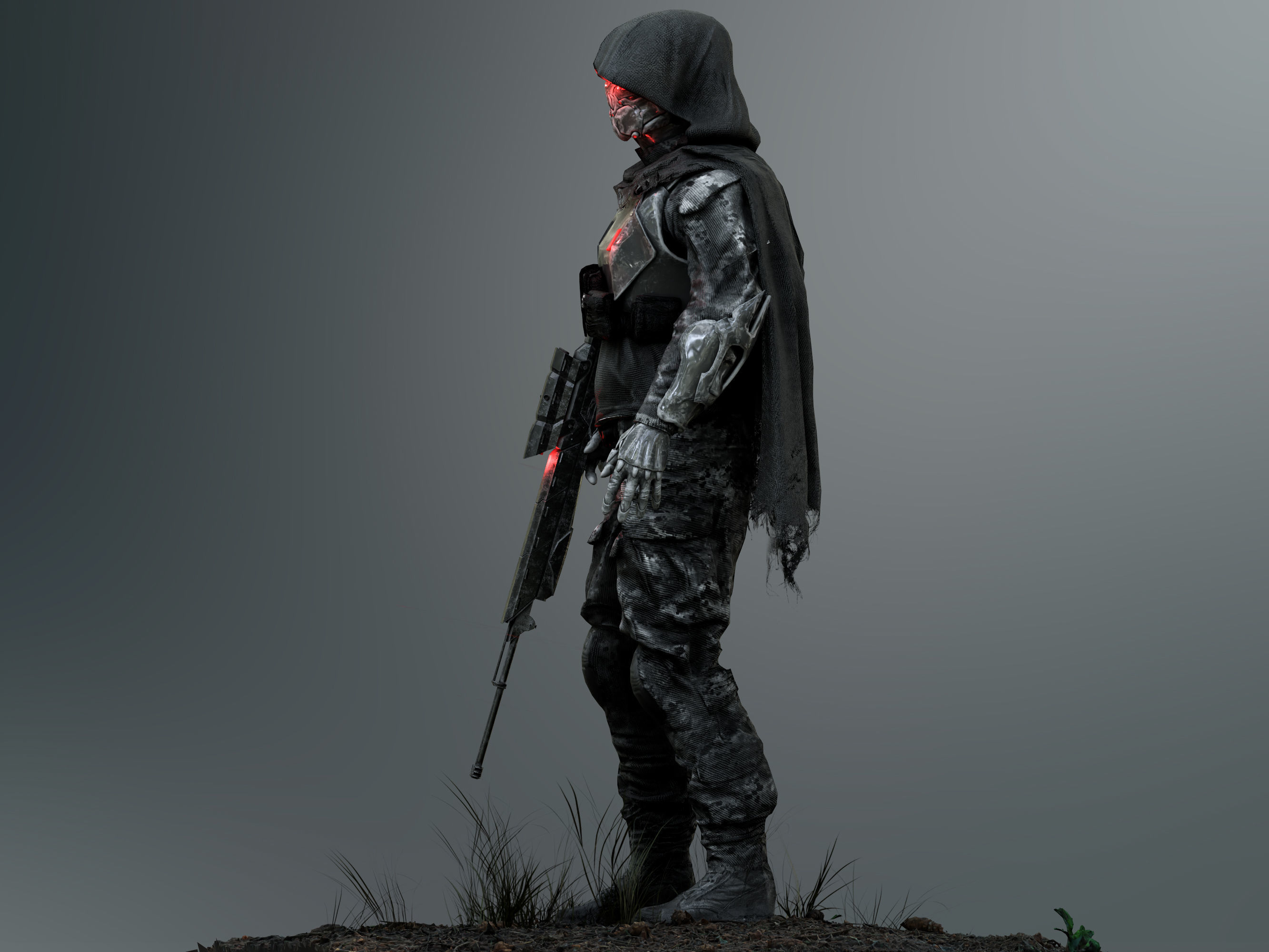Sci Fi Sniper Soldier Low-poly 3D model_5