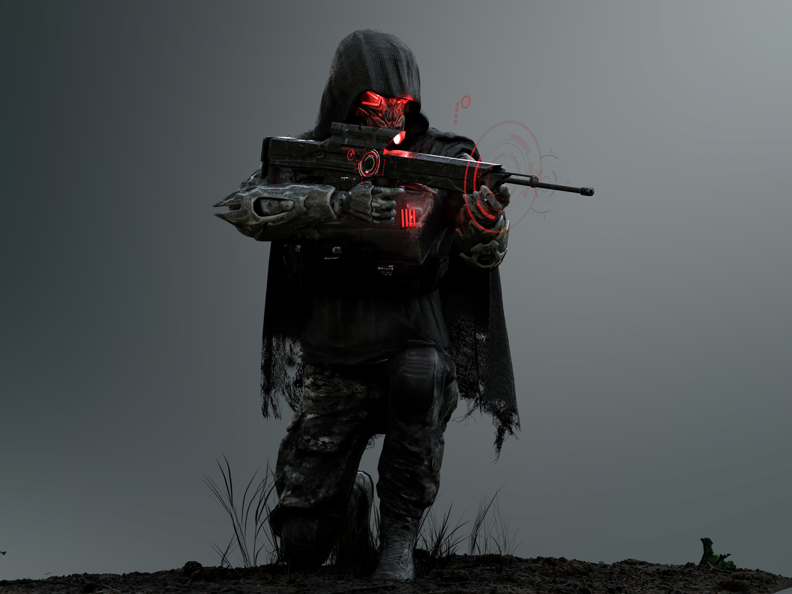 Sci Fi Sniper Soldier Low-poly 3D model_11