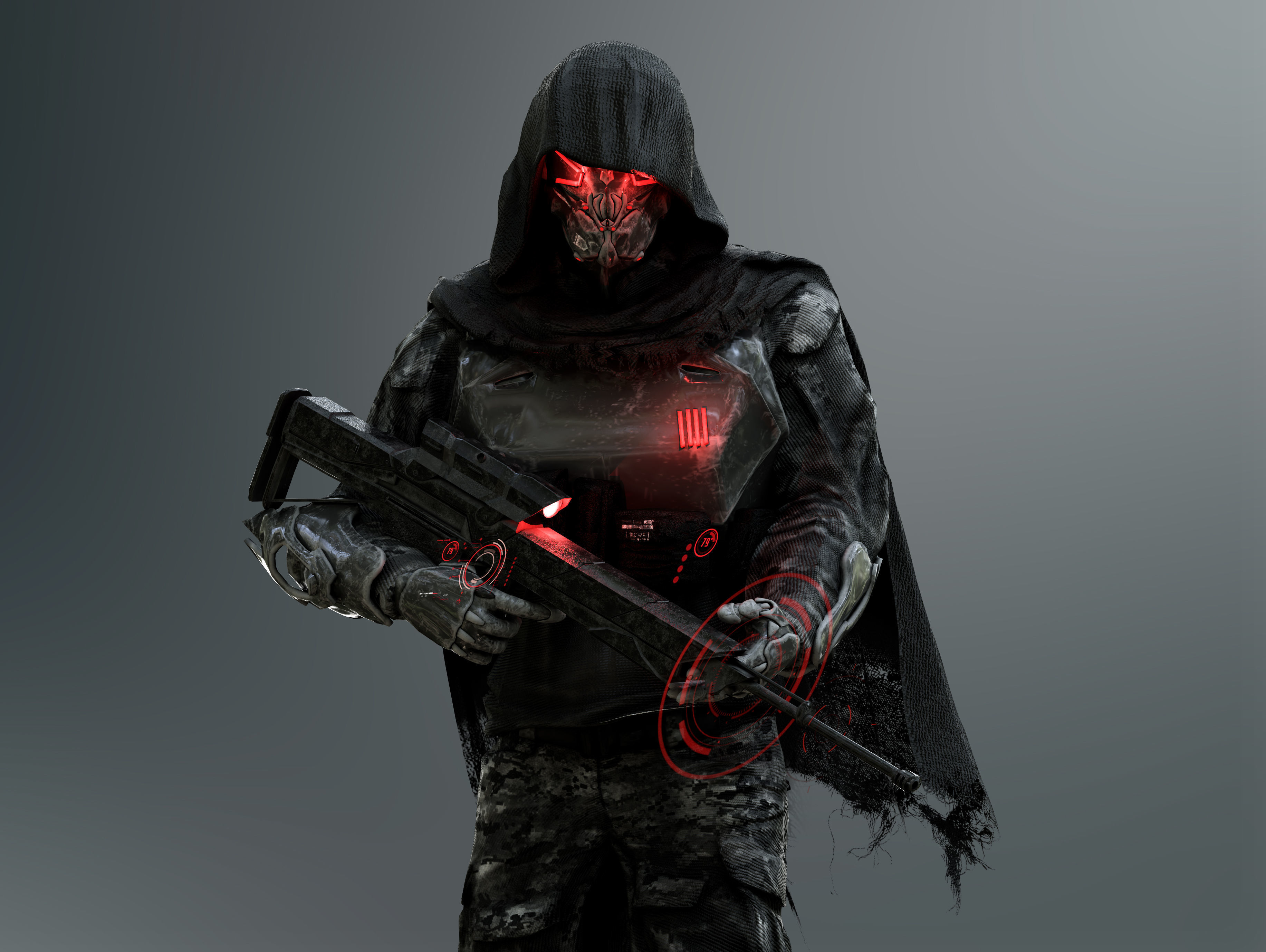 Sci Fi Sniper Soldier Low-poly 3D model_2