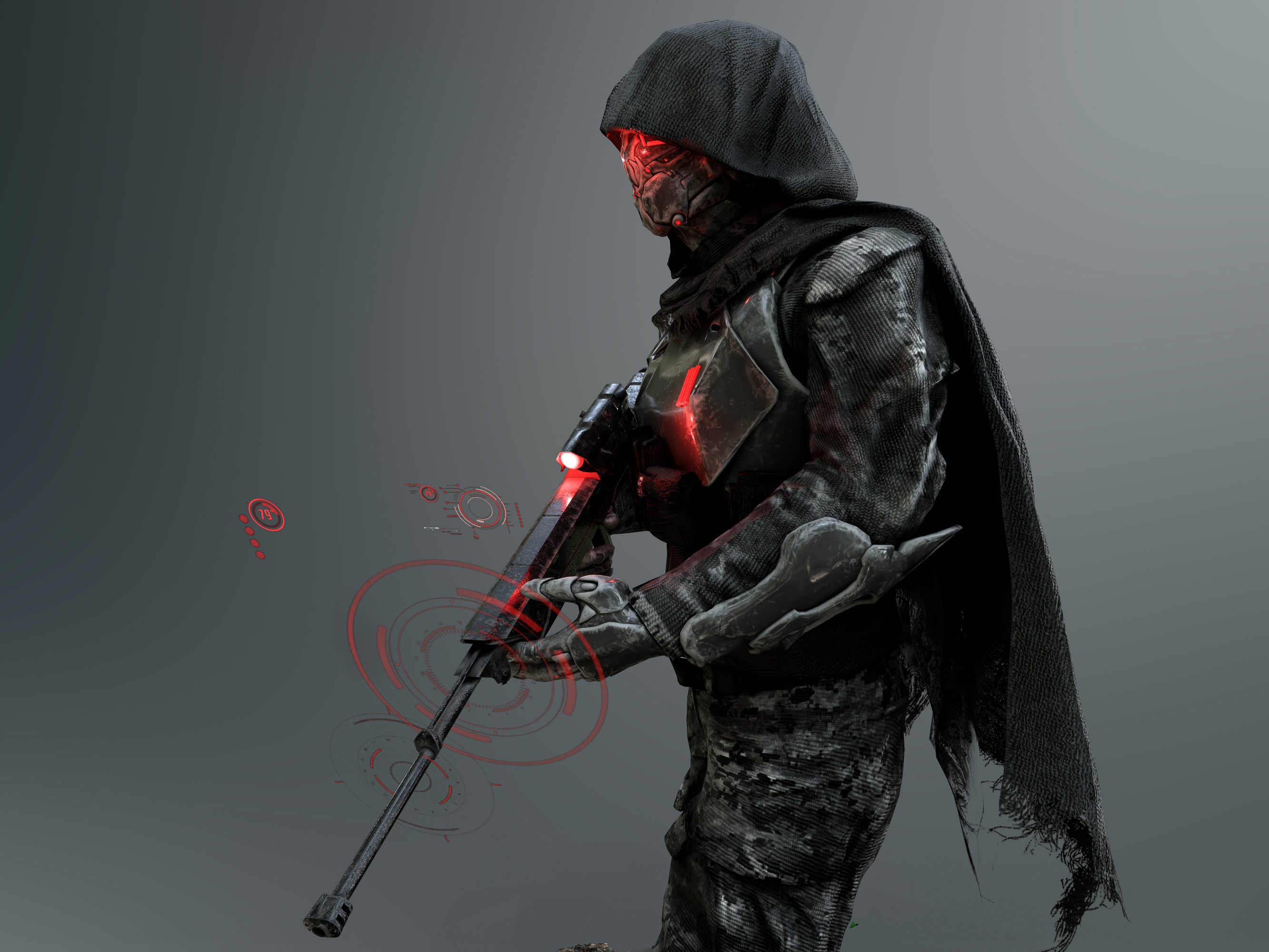 Sci Fi Sniper Soldier Low-poly 3D model_6