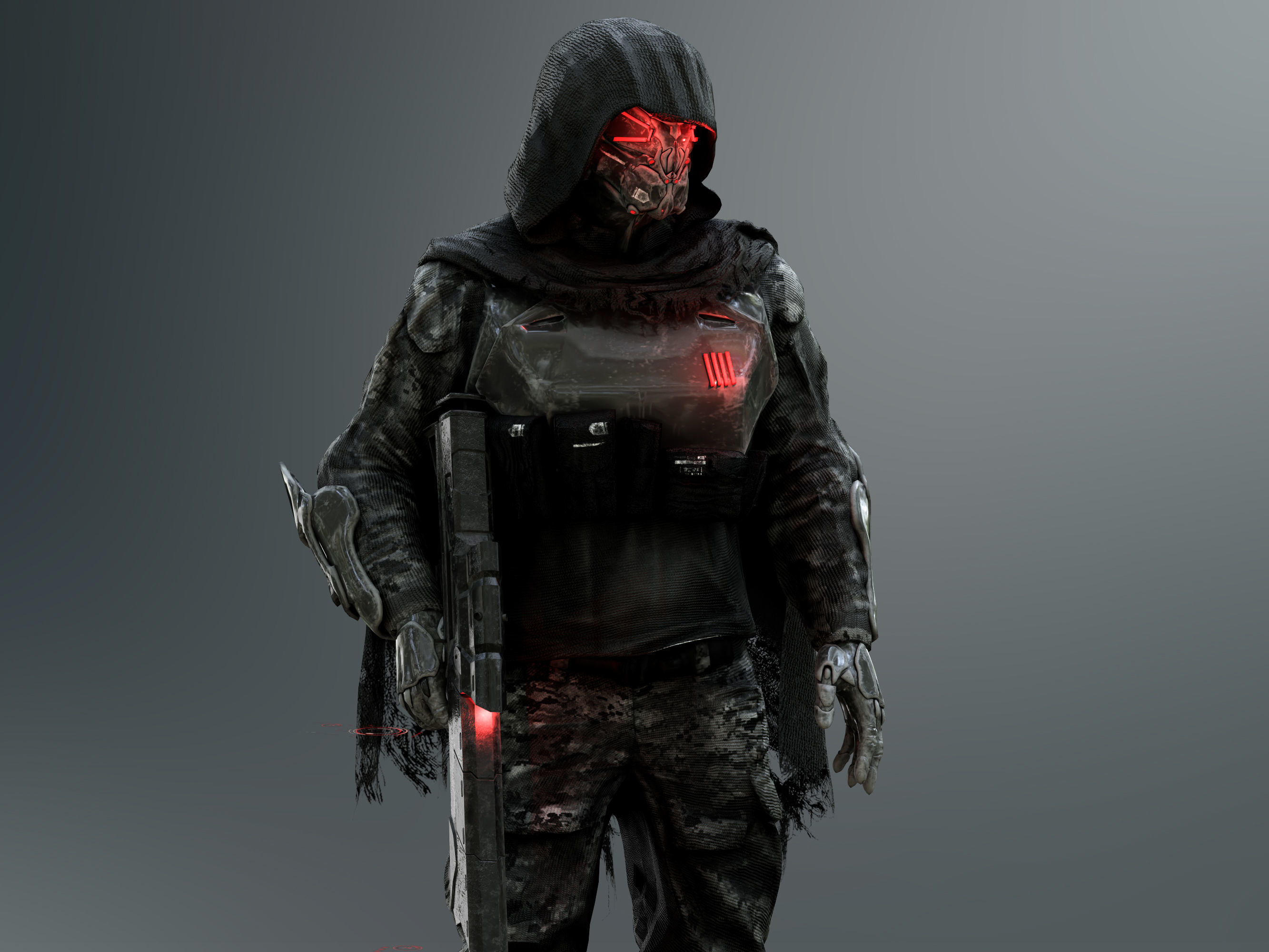 Sci Fi Sniper Soldier Low-poly 3D model_9