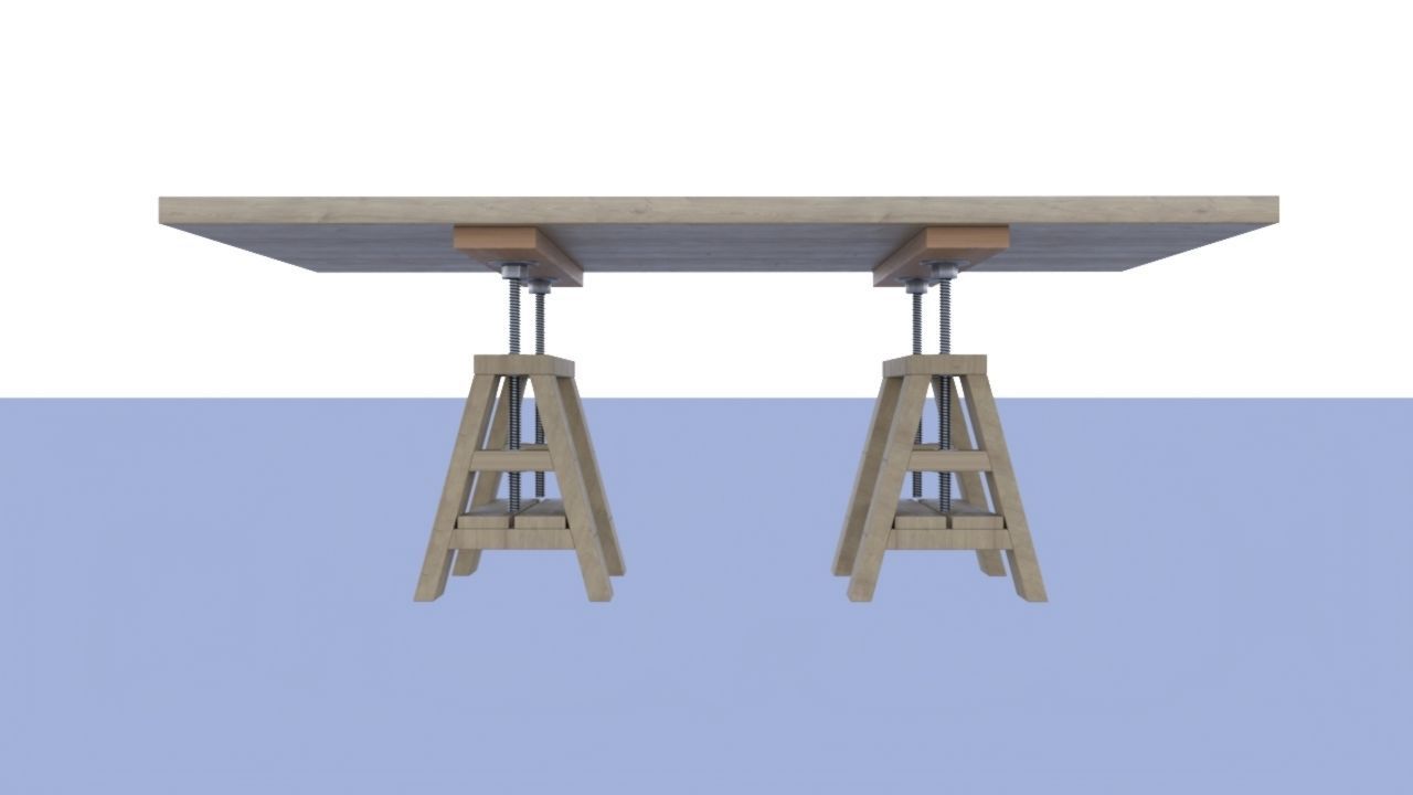 table wooden with two legs Low-poly 3D model_1