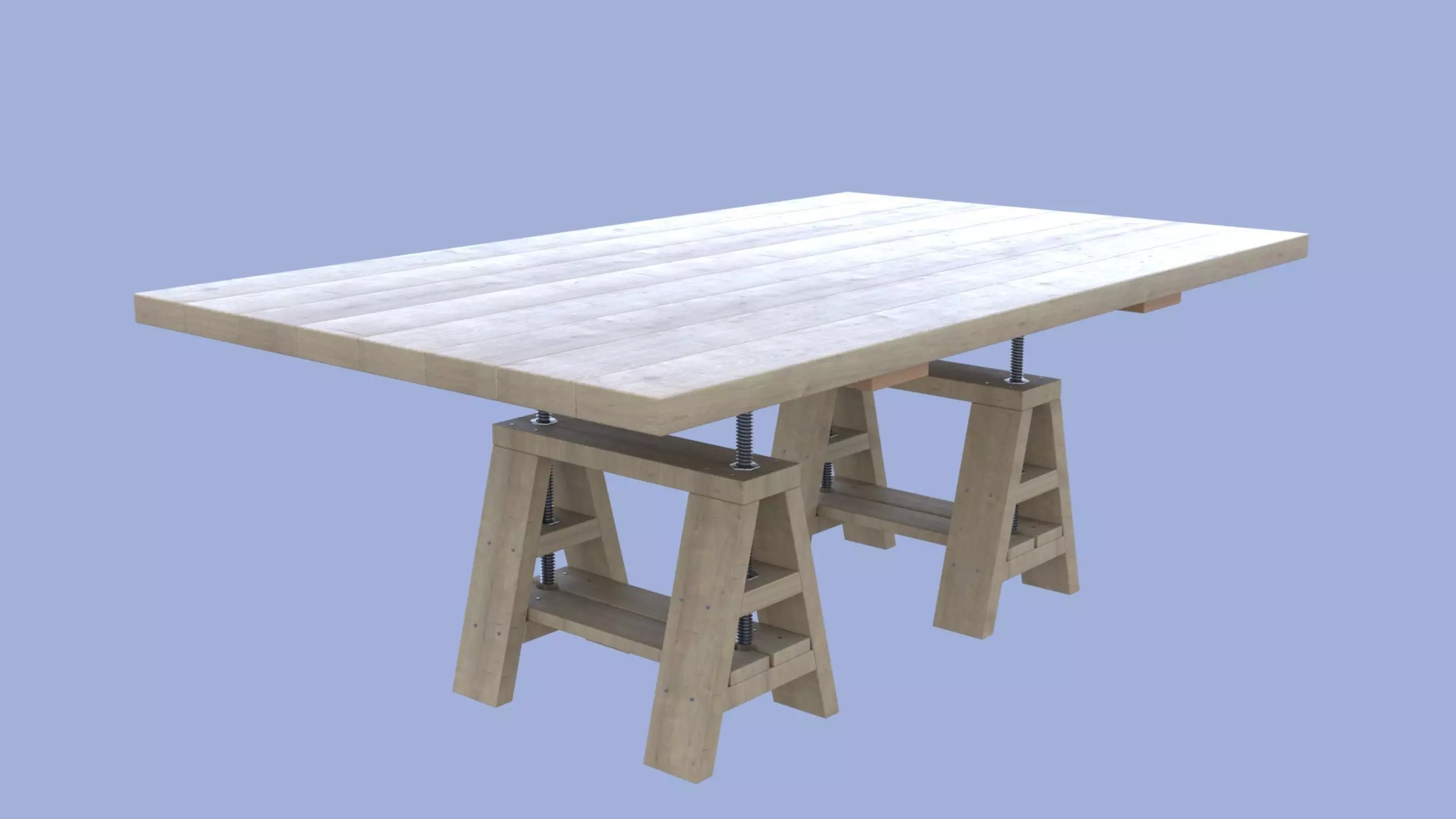 table wooden with two legs Low-poly 3D model_0