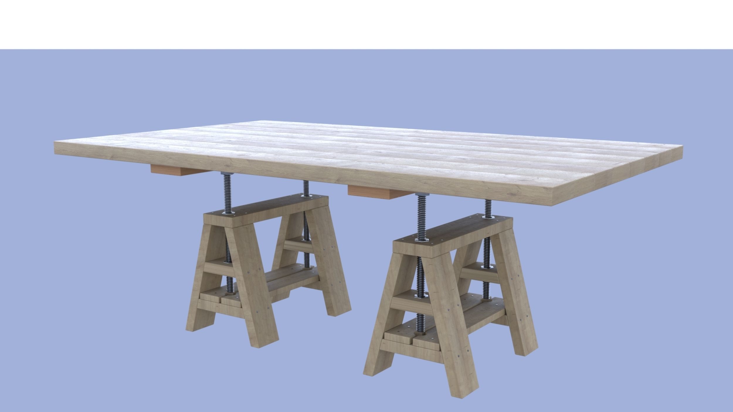 table wooden with two legs Low-poly 3D model_2