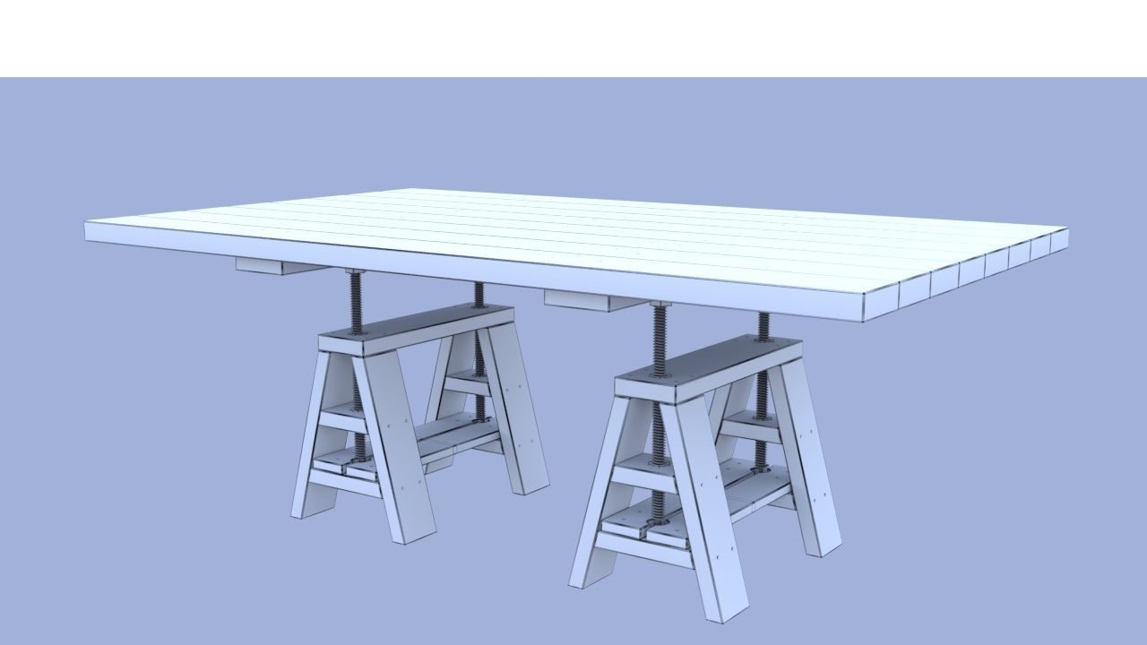 table wooden with two legs Low-poly 3D model_3
