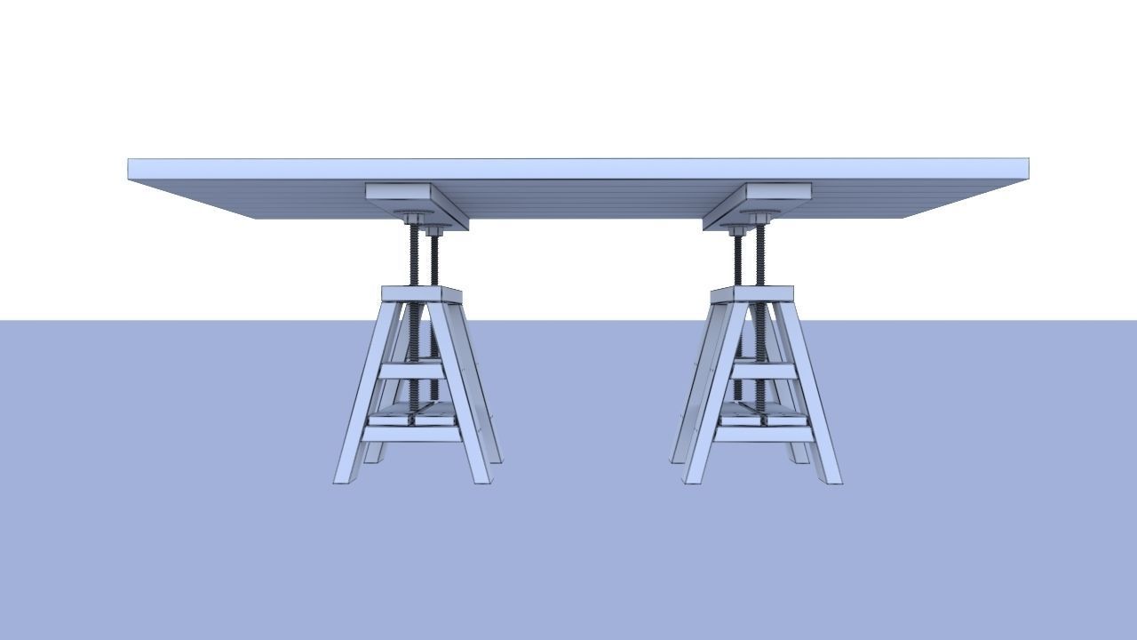 table wooden with two legs Low-poly 3D model_4