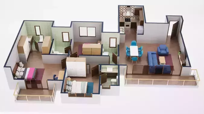3D Floor Plan Model 59