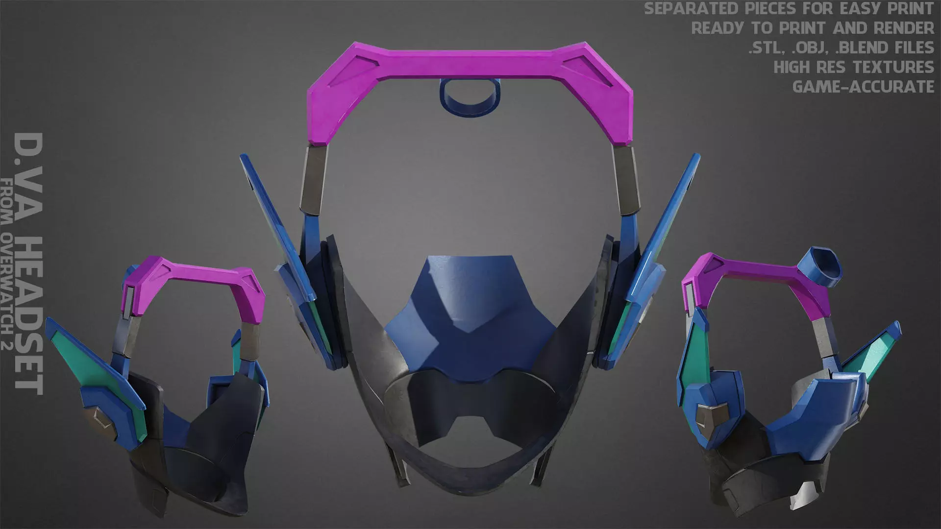 Overwatch 2 D va HeadSet for Cosplay  3D print model_0