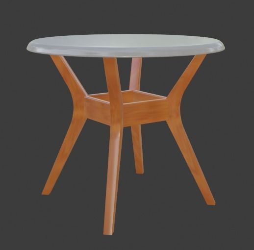 Table with two legs and glass top Free 3D model_1
