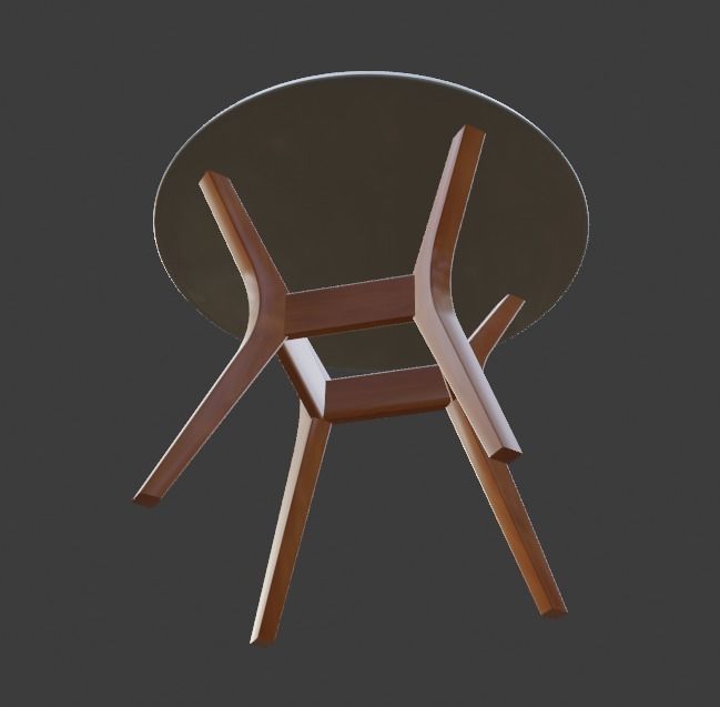 Table with two legs and glass top Free 3D model_3