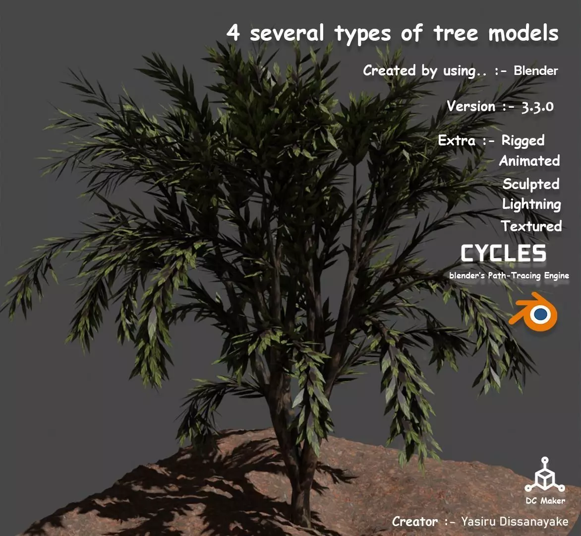 Tree 3 types of Free low-poly 3D model_0