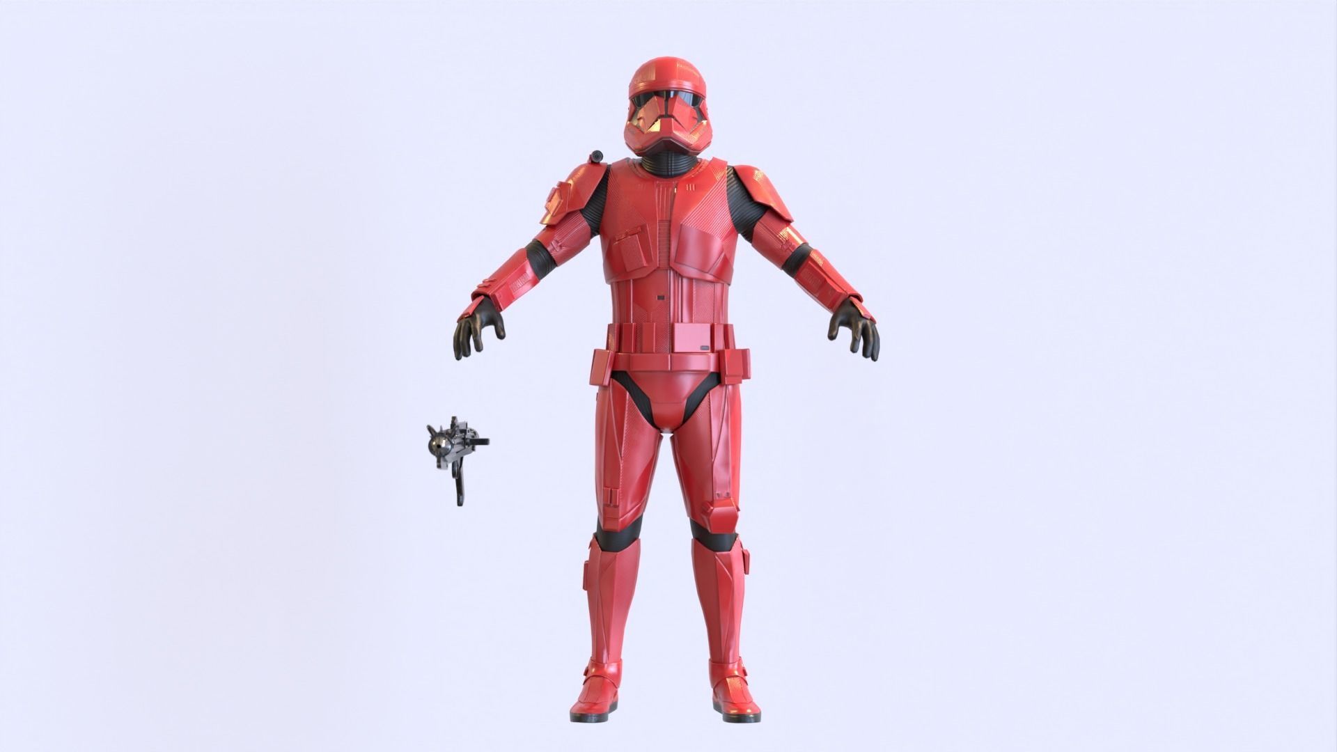 Sith Trooper Rigged And High Quality Blaster 3D model_7