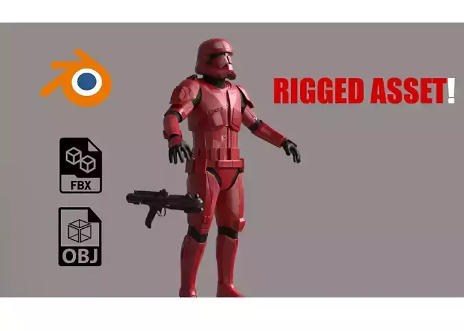 Sith Trooper Rigged And High Quality Blaster 3D model