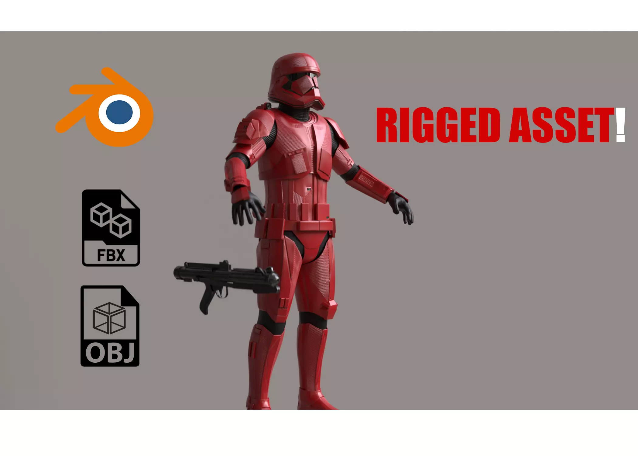 Sith Trooper Rigged And High Quality Blaster 3D model_0