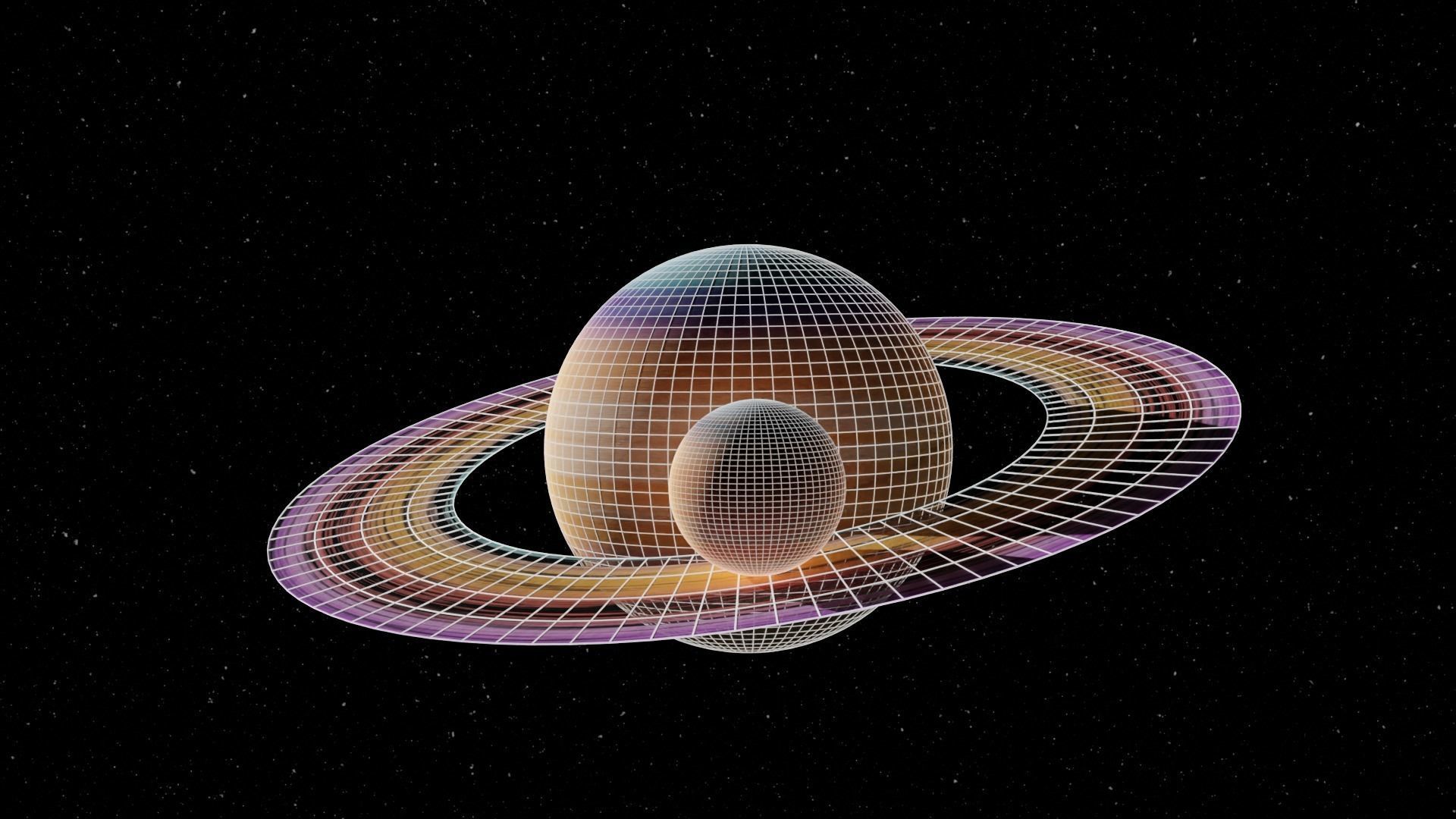 Stylized Planet system 4K Free low-poly 3D model_1