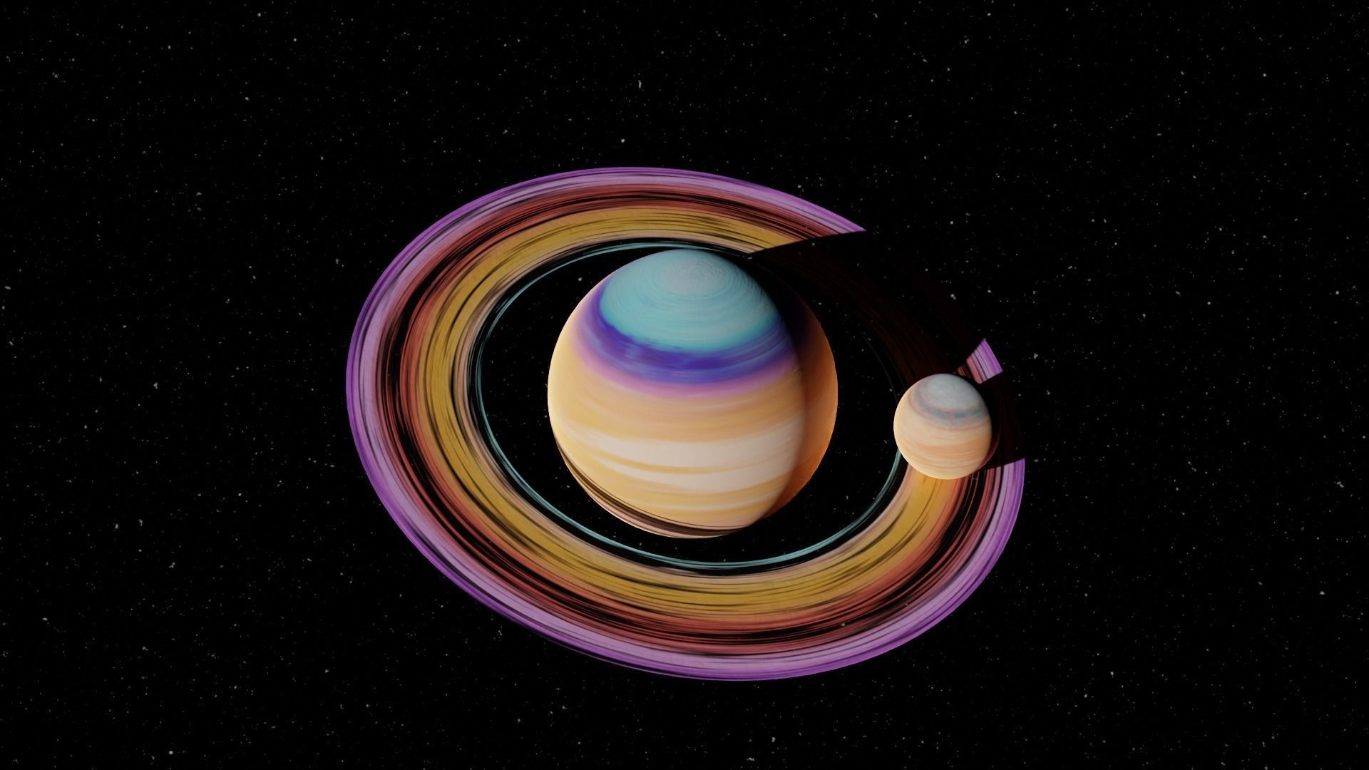 Stylized Planet system 4K Free low-poly 3D model_4