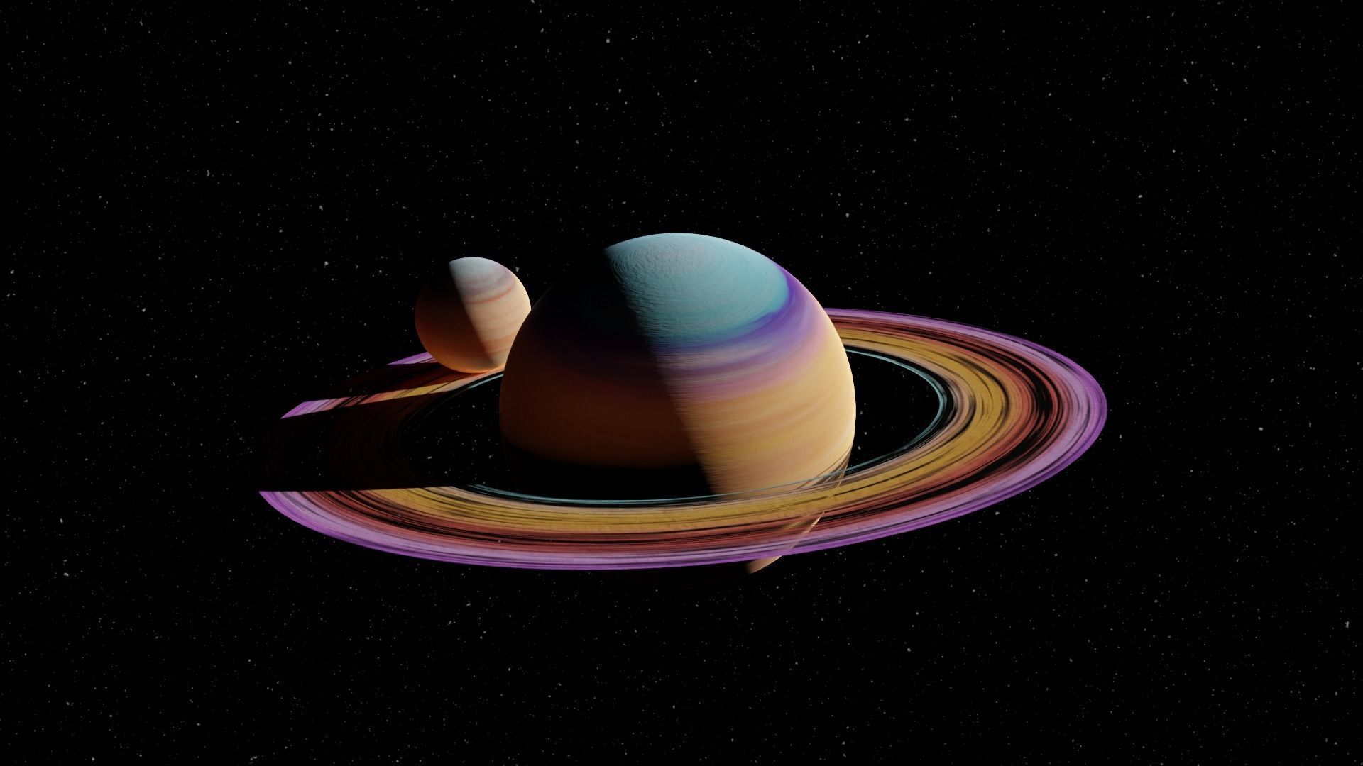 Stylized Planet system 4K Free low-poly 3D model_3