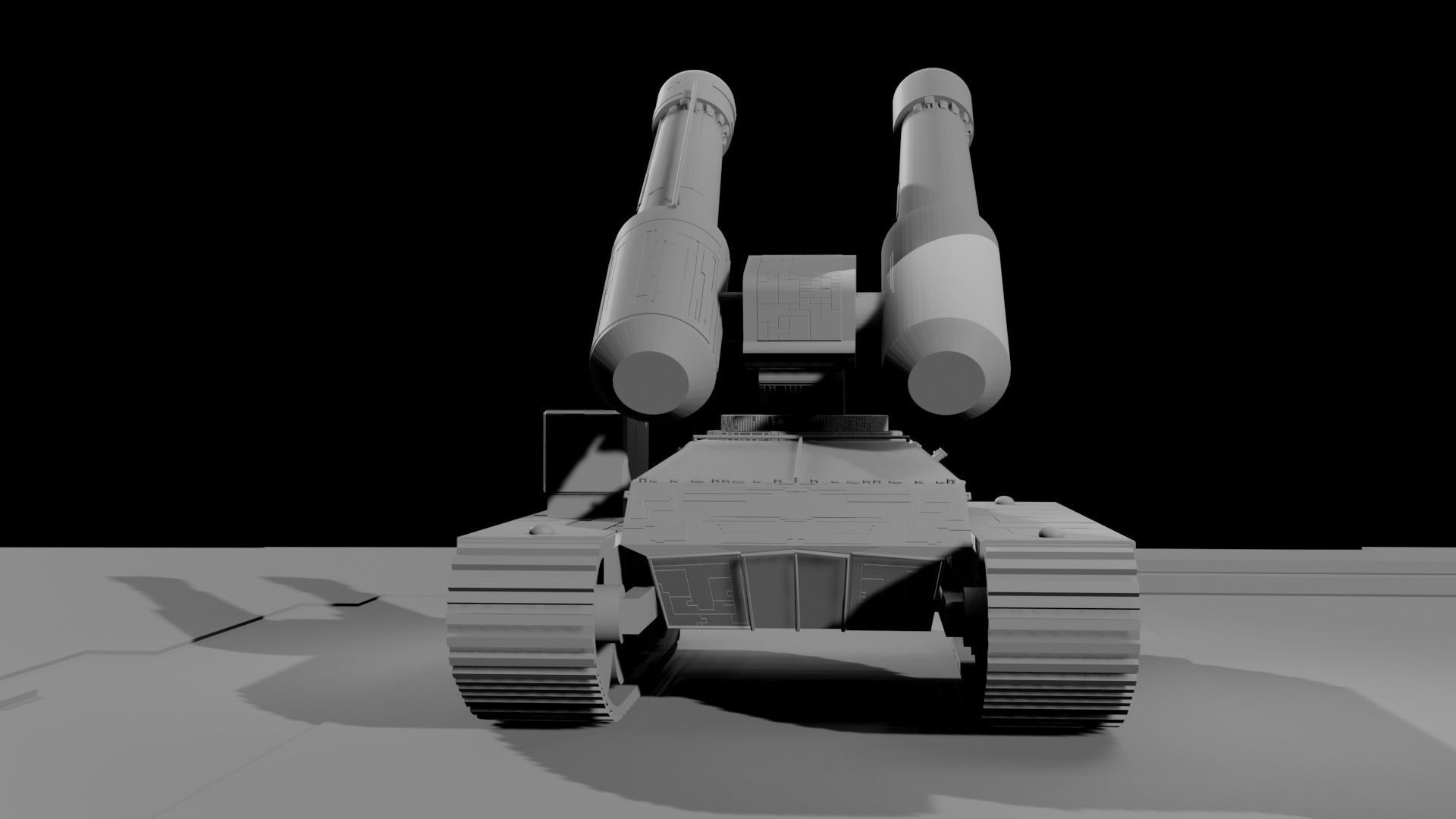 Sci fi tank with floor Low-poly 3D model_5