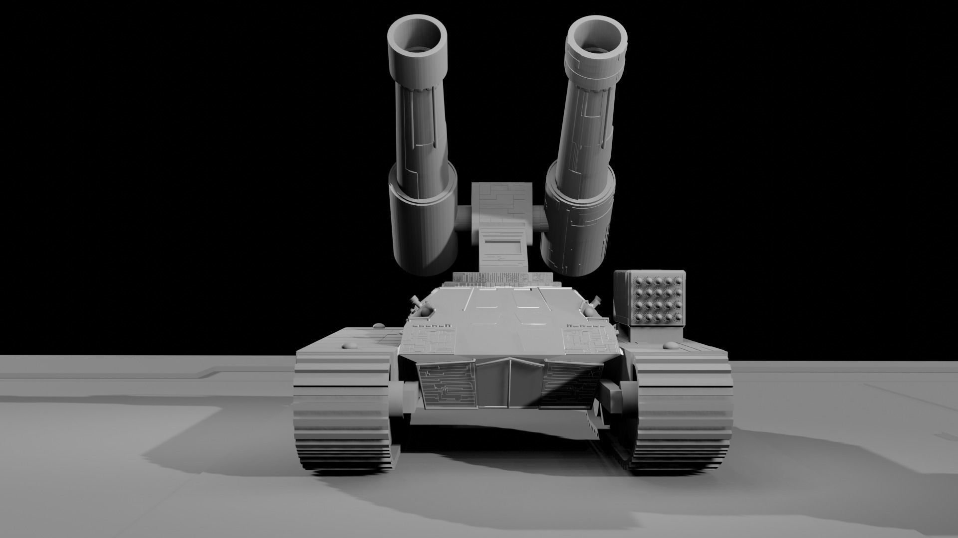 Sci fi tank with floor Low-poly 3D model_6