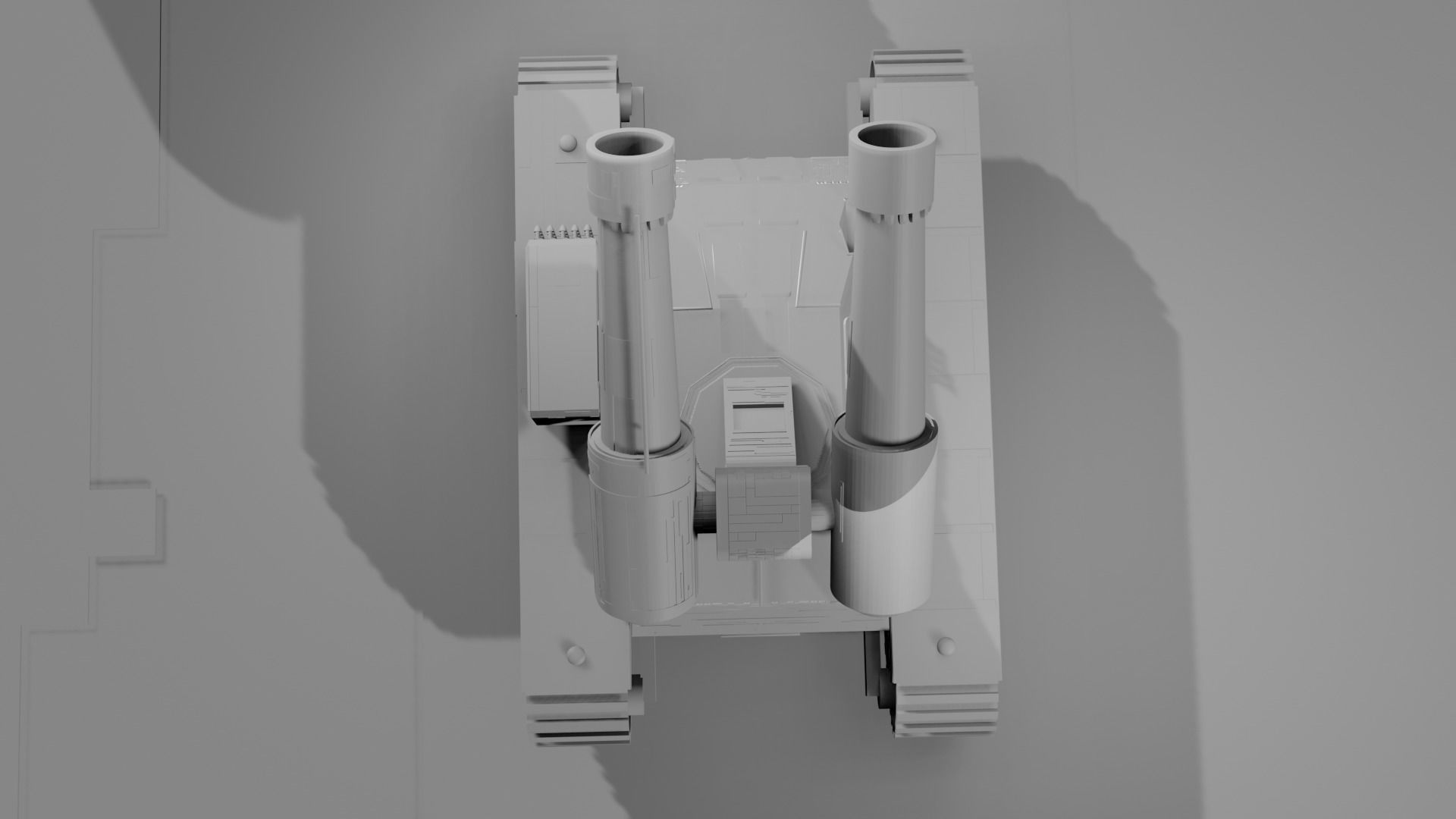 Sci fi tank with floor Low-poly 3D model_9