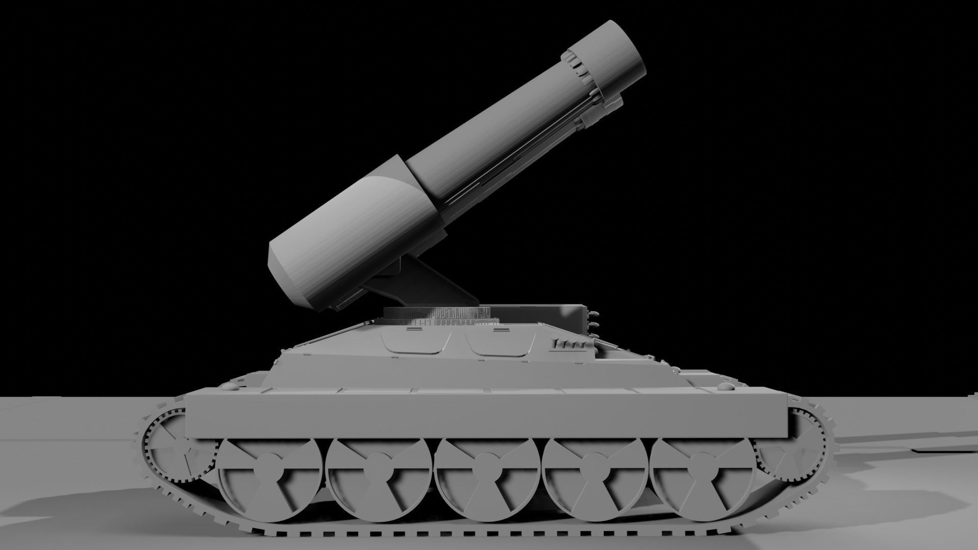 Sci fi tank with floor Low-poly 3D model_3