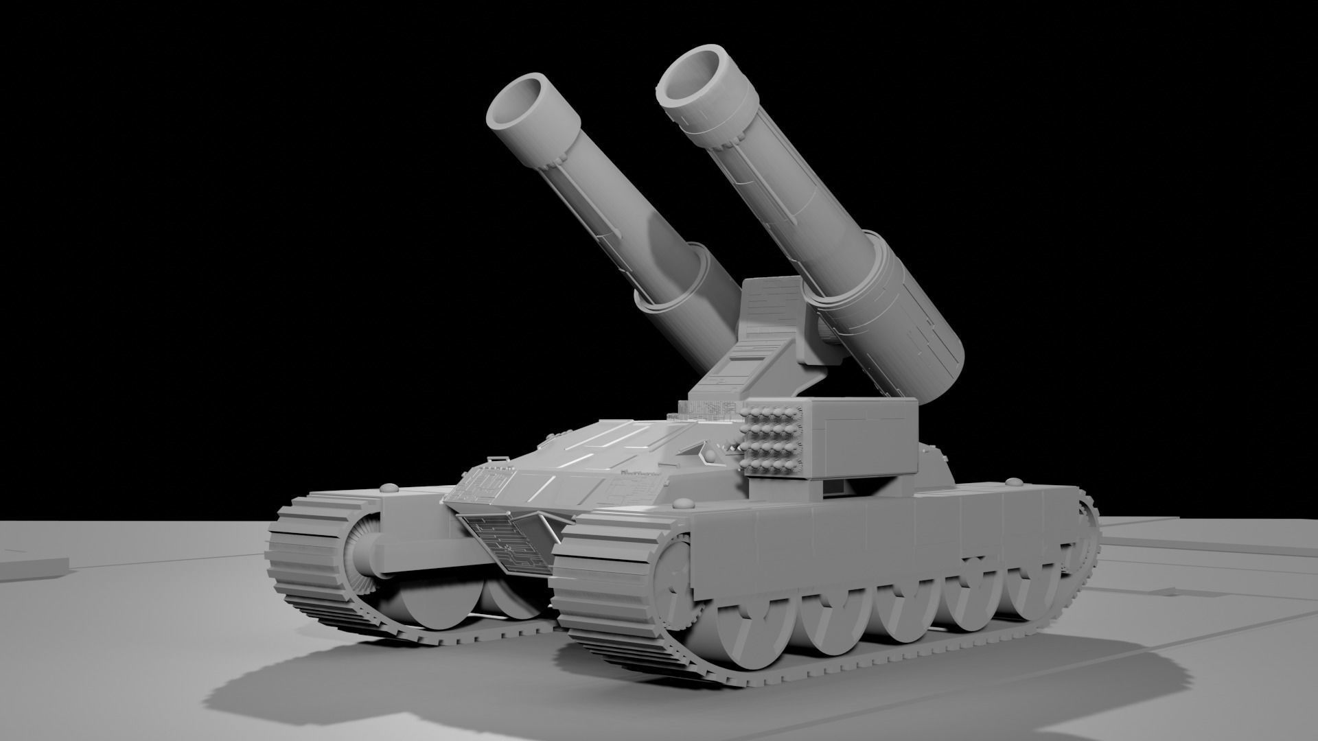 Sci fi tank with floor Low-poly 3D model_7