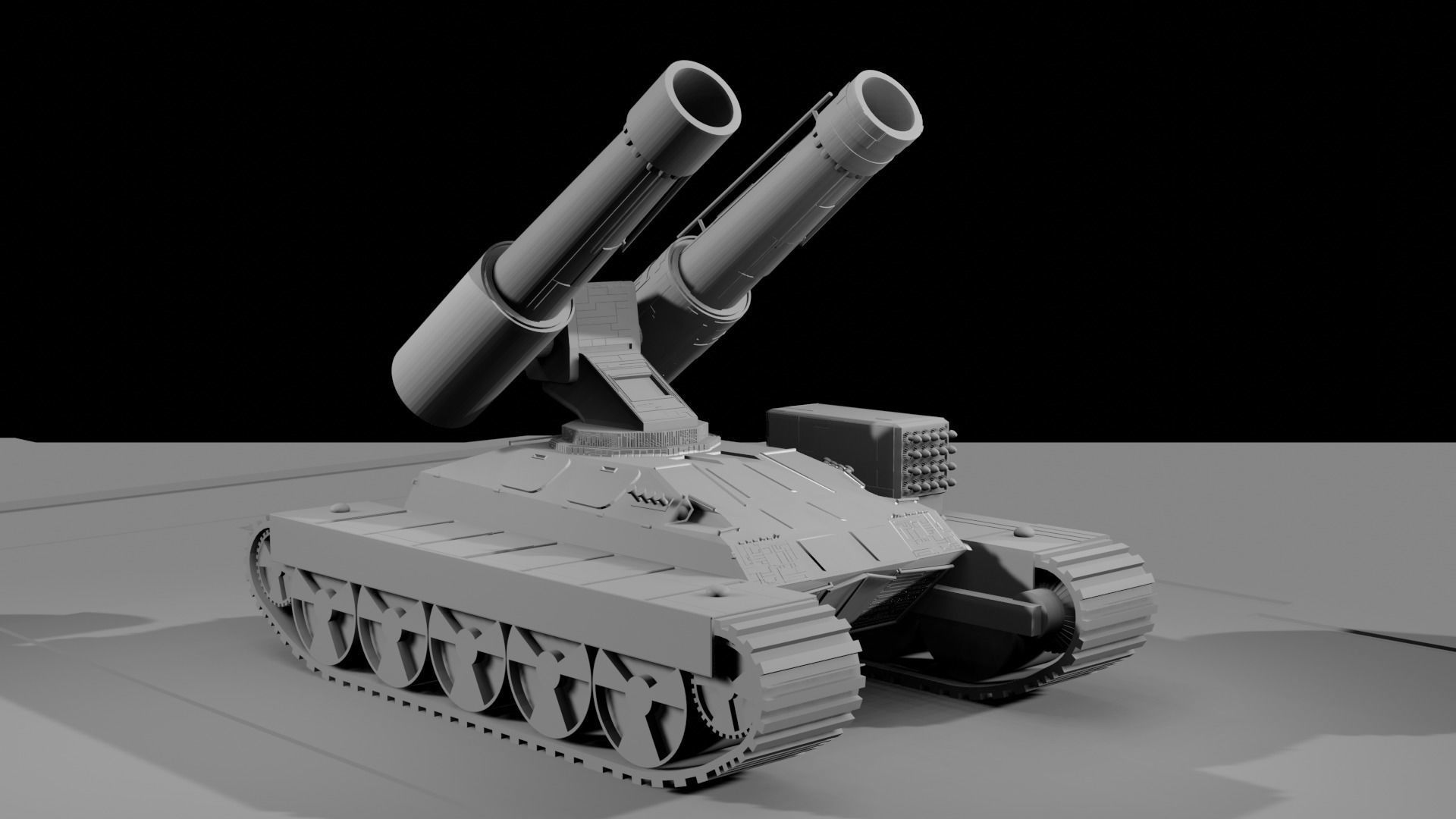Sci fi tank with floor Low-poly 3D model_1