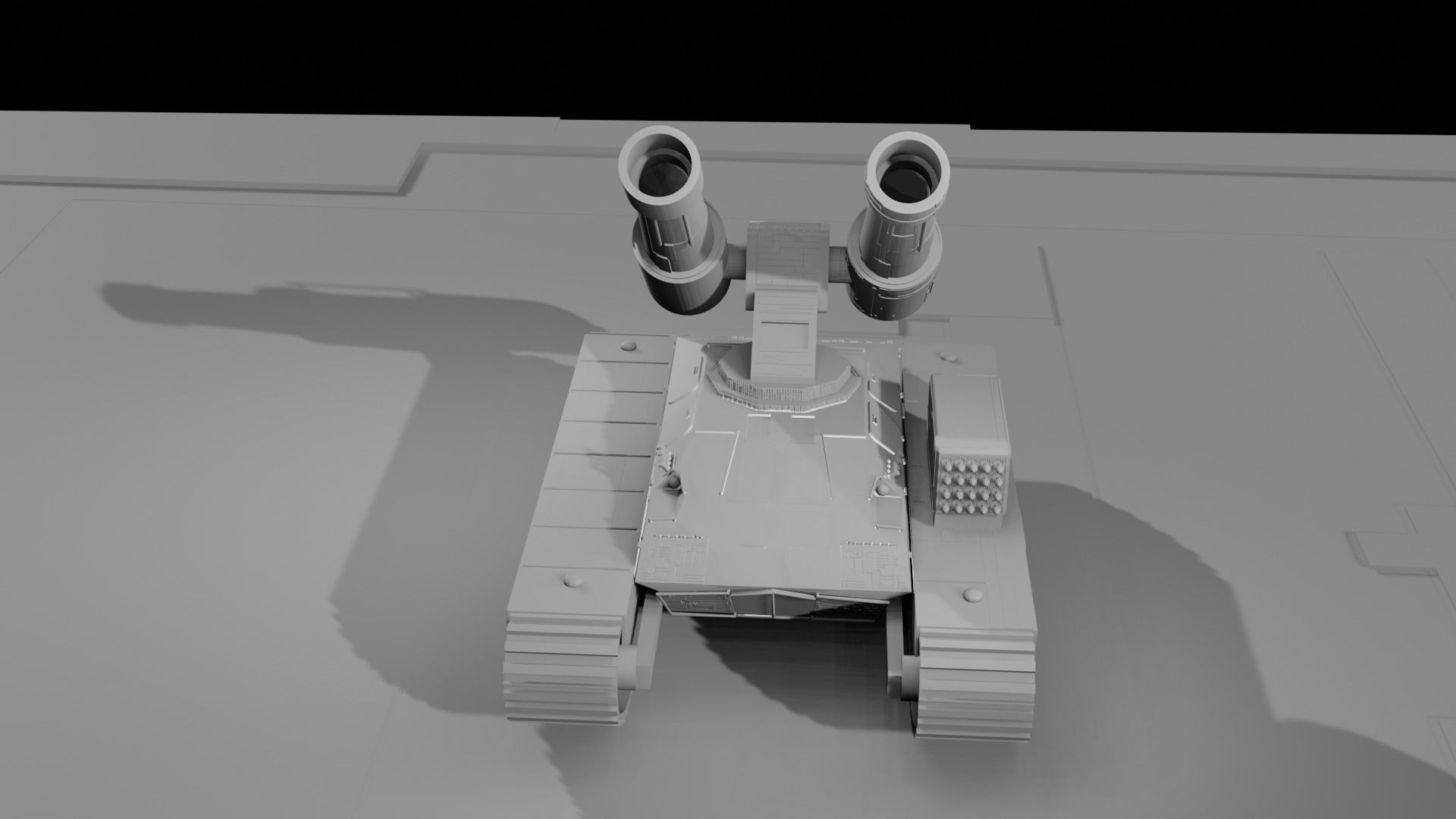 Sci fi tank with floor Low-poly 3D model_2