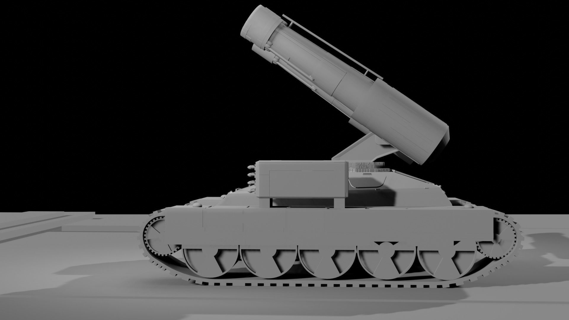Sci fi tank with floor Low-poly 3D model_4