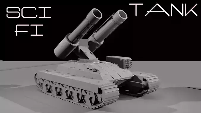 Sci fi tank with floor Low-poly 3D model