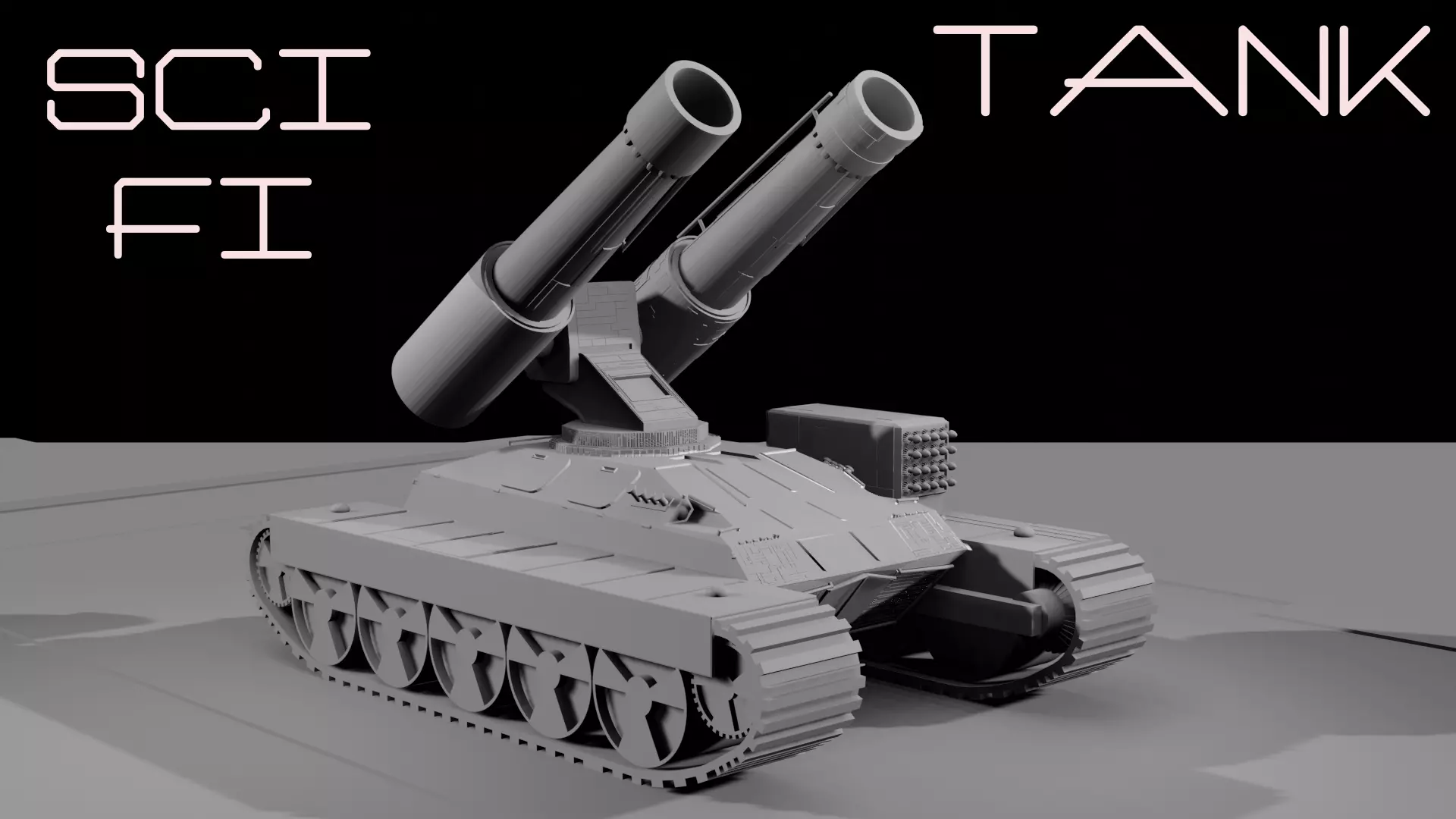 Sci fi tank with floor Low-poly 3D model_0