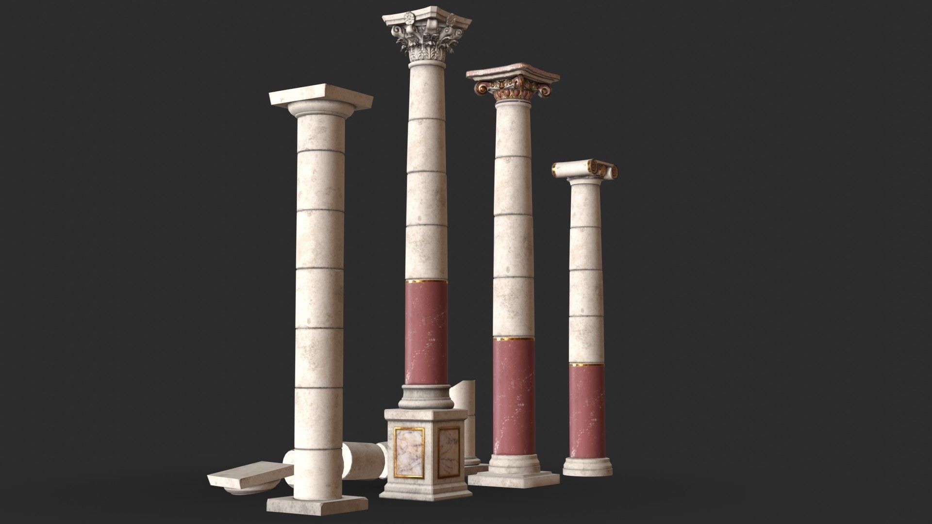 Columns Modular 02 Low-poly 3D model_4