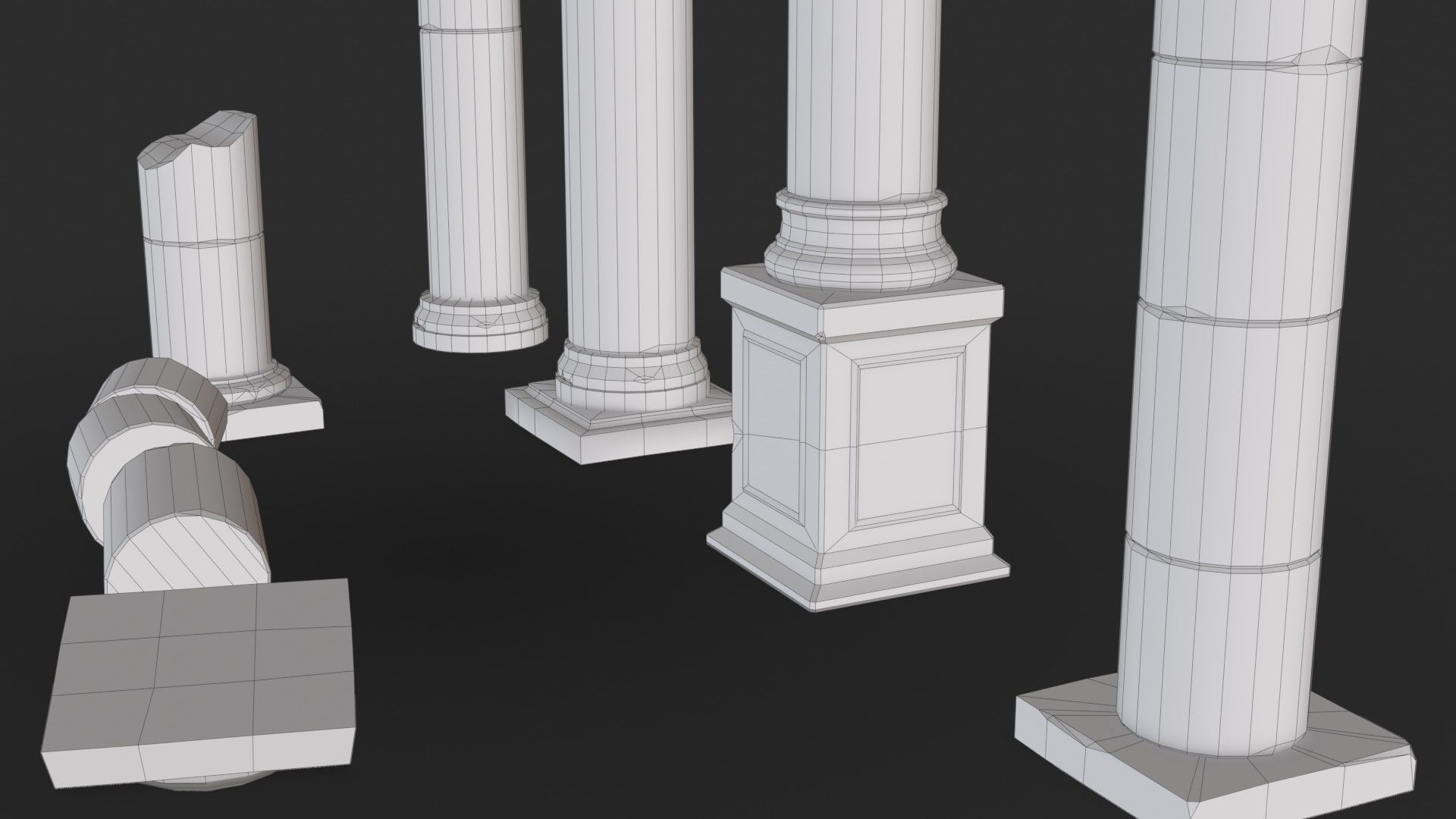 Columns Modular 02 Low-poly 3D model_17