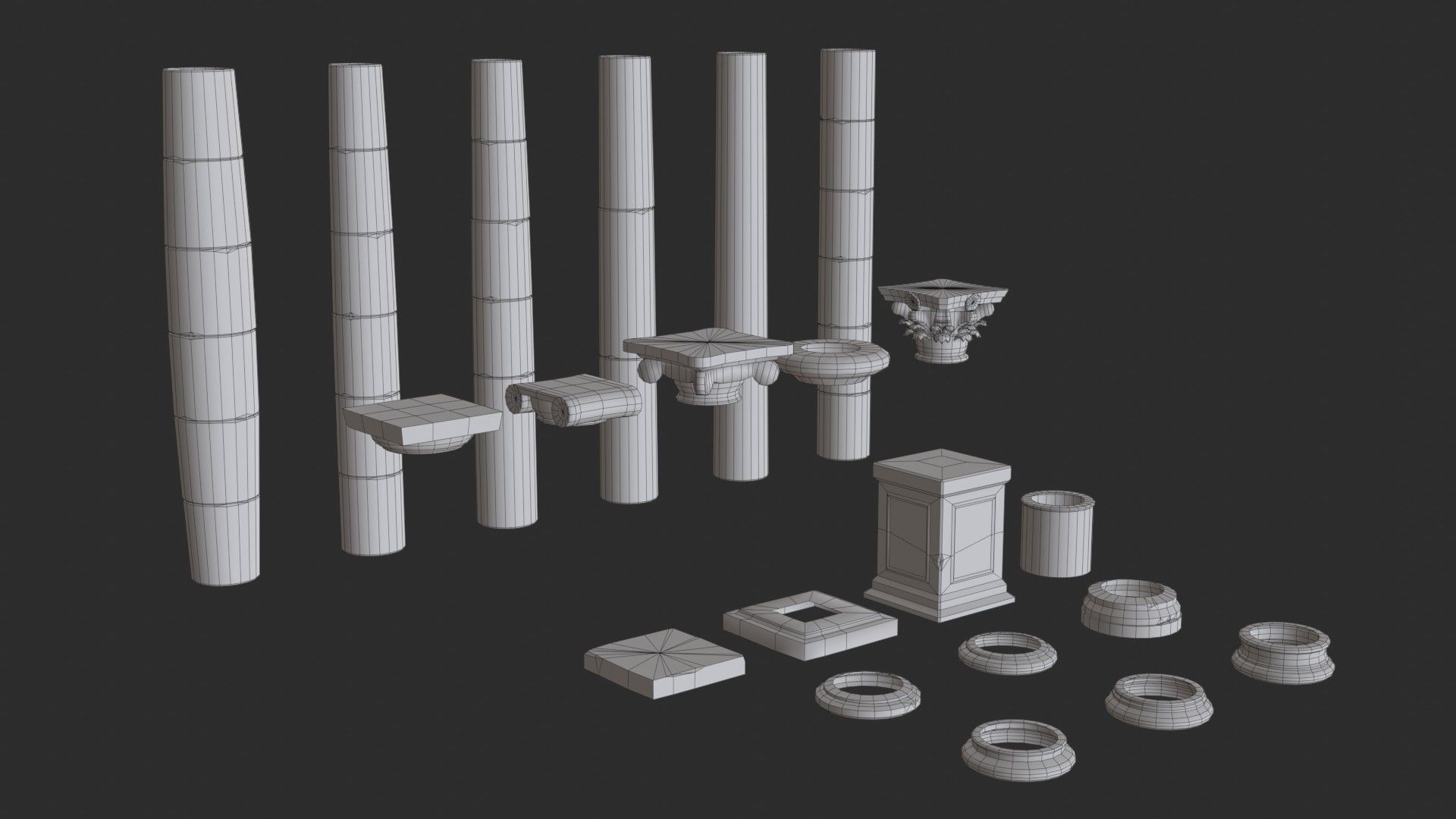 Columns Modular 02 Low-poly 3D model_20