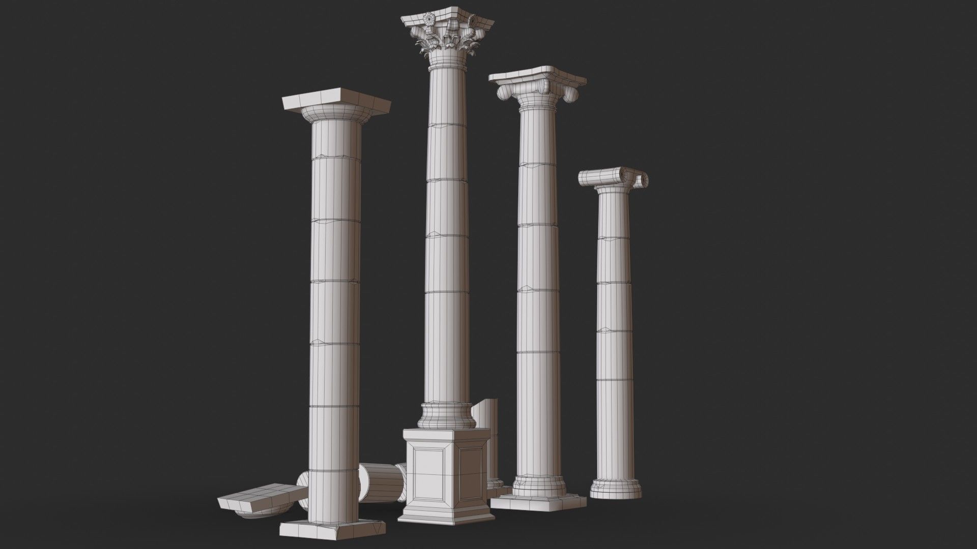 Columns Modular 02 Low-poly 3D model_16