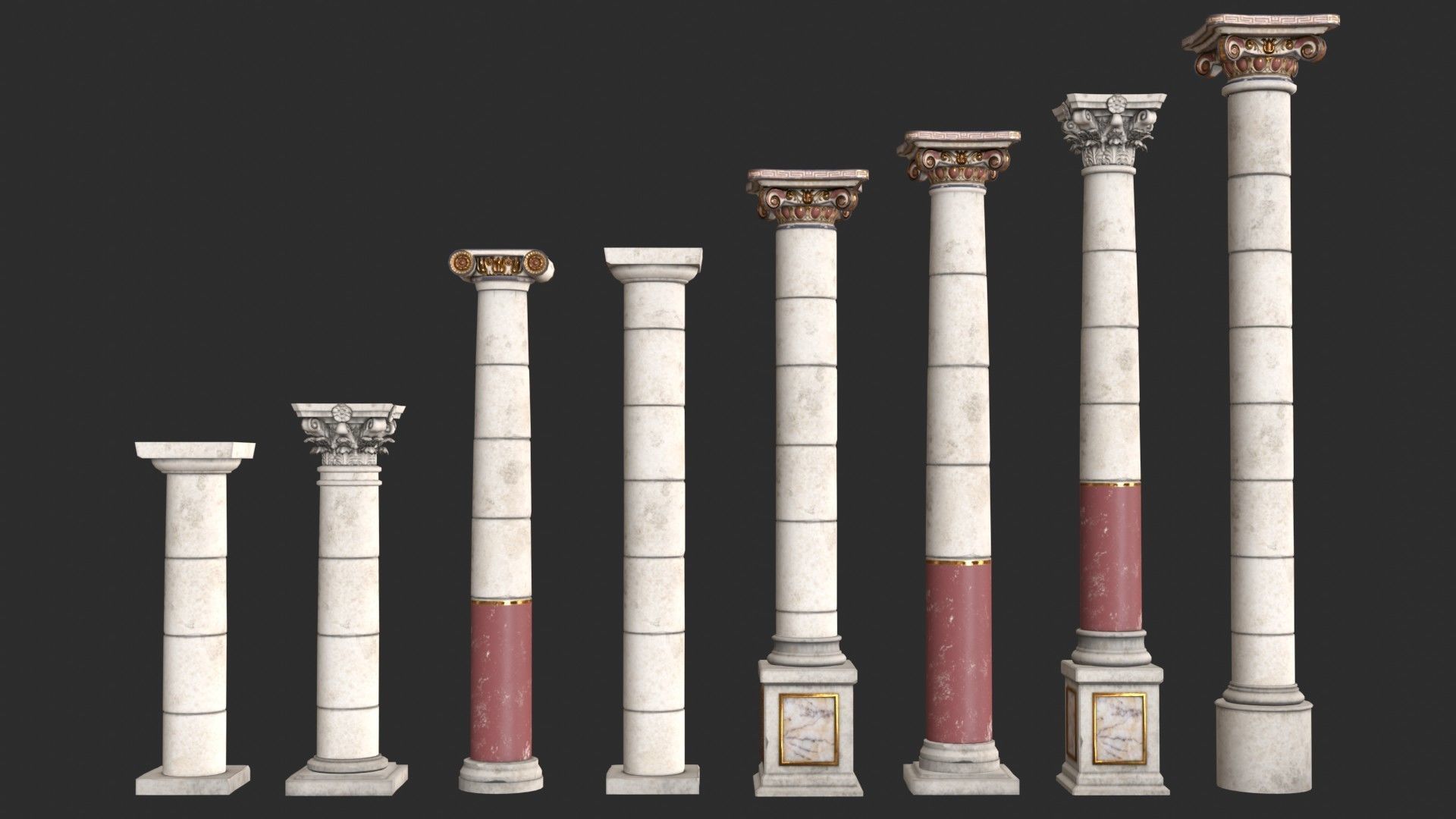 Columns Modular 02 Low-poly 3D model_11