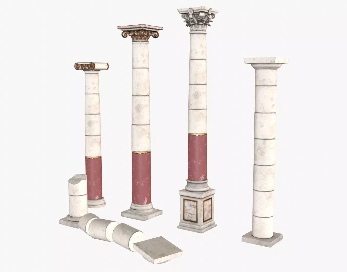 Columns Modular 02 Low-poly 3D model_0